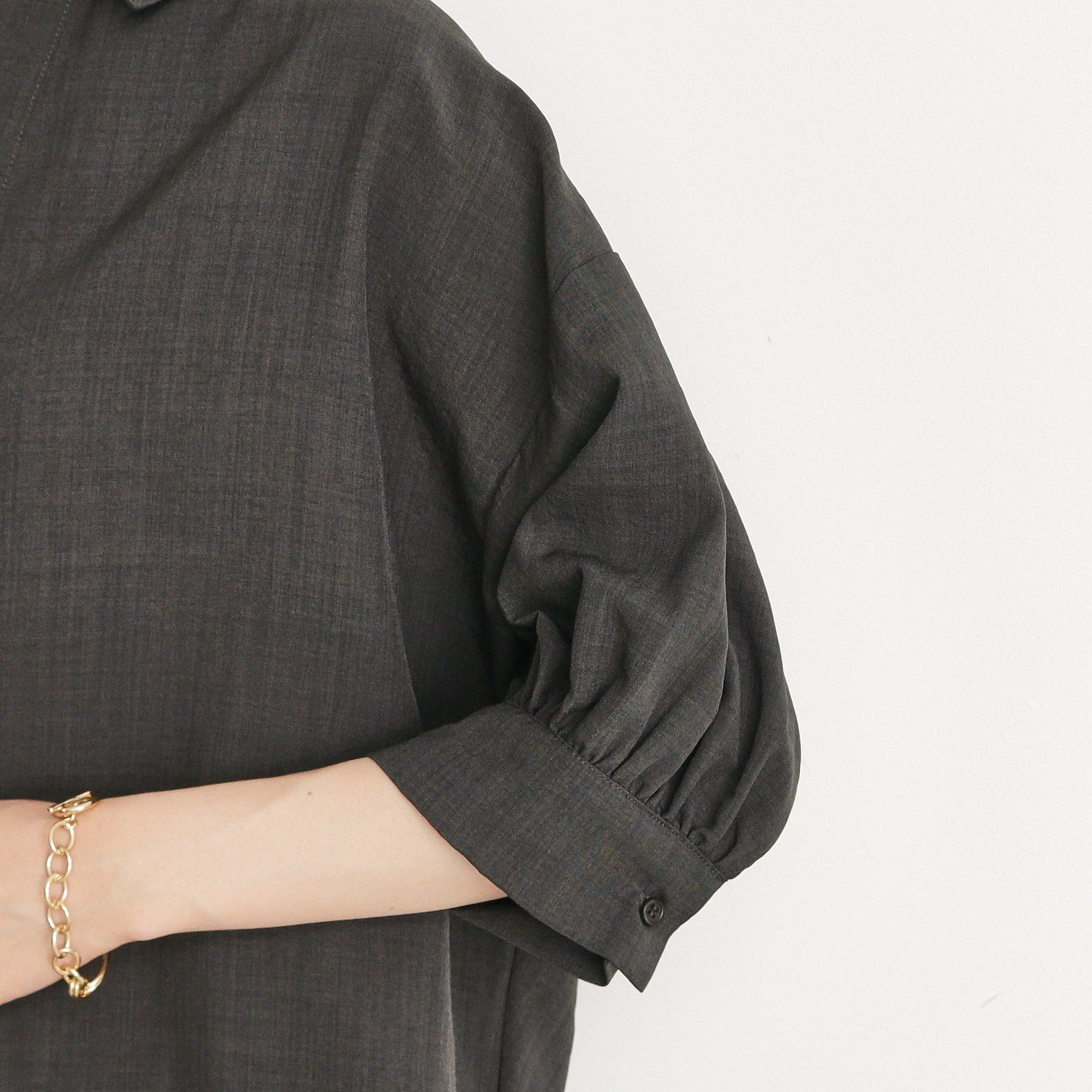 THE SHOP TK「麻調うしろギャザーブラウス」|シャツ・ブラウス|