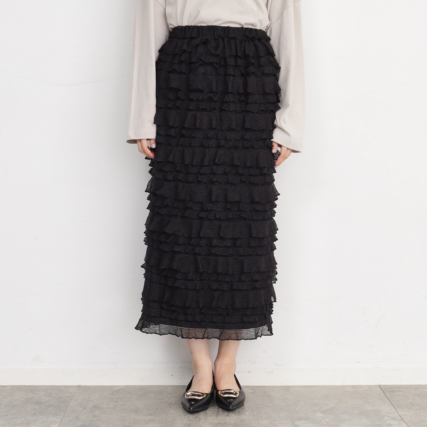 THE SHOP TK「【ヒルナンデス！で紹介】フリルナロースカート/洗える」|スカート|