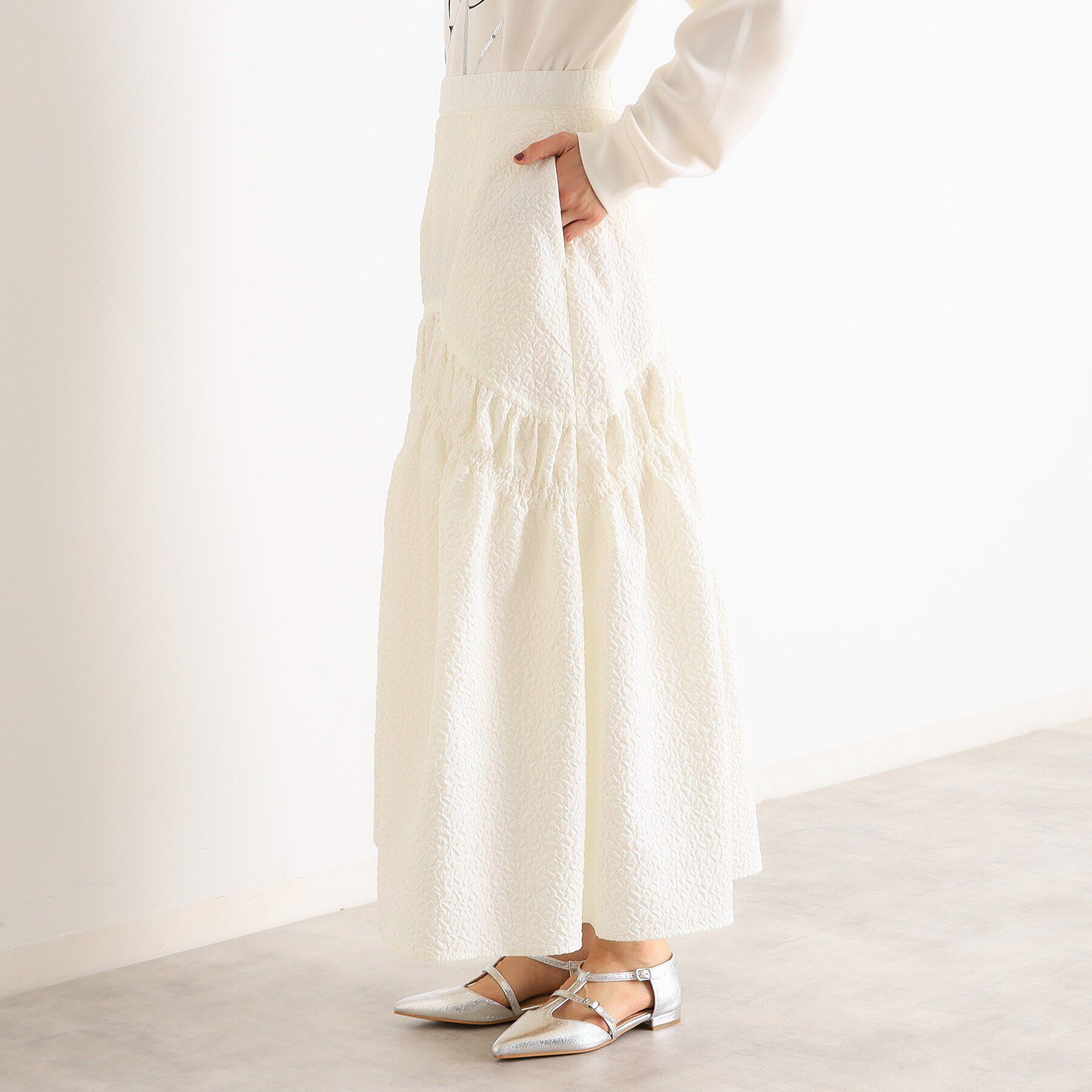 THE SHOP TK「ぽこぽこ切替スカート【洗濯機OK】」|スカート|