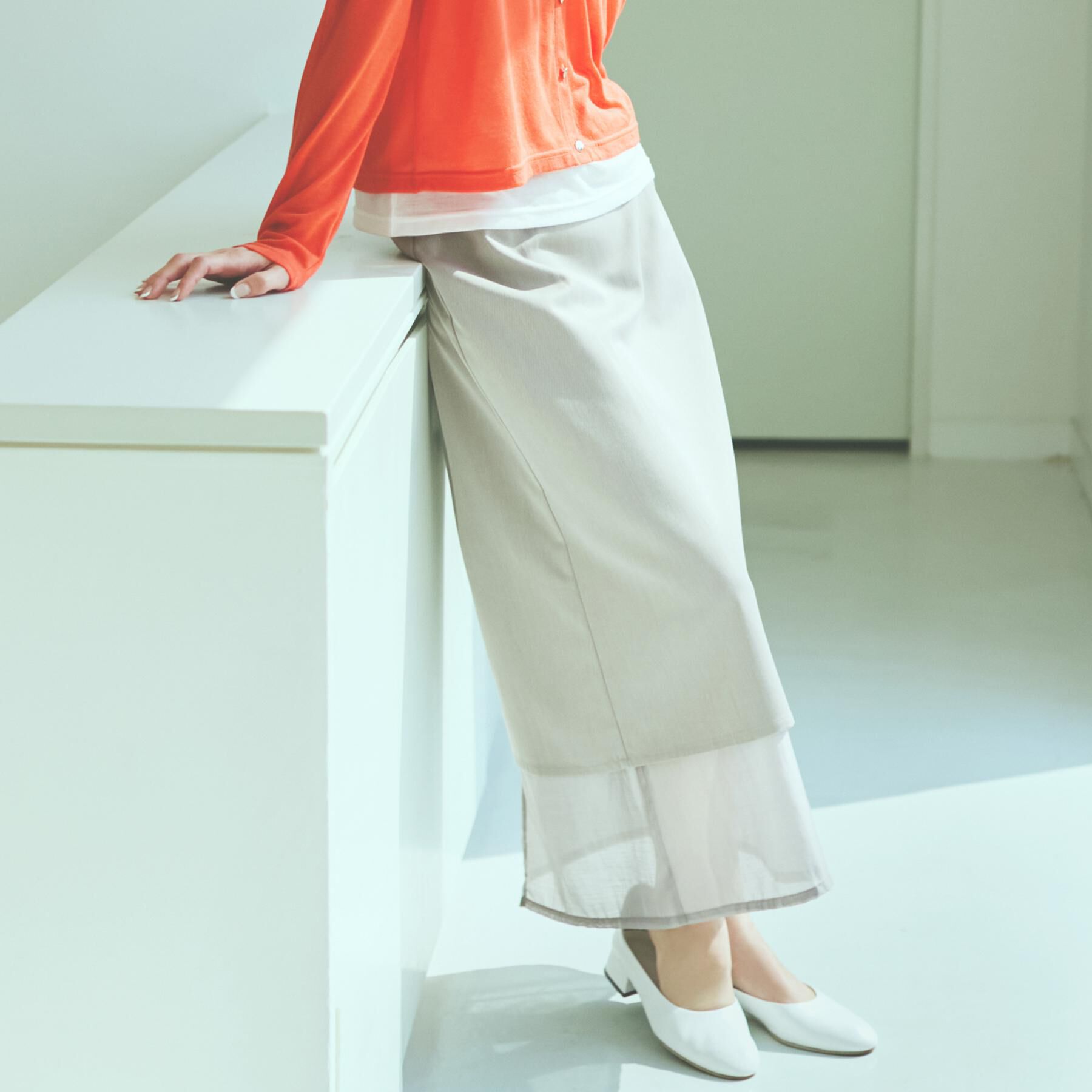 THE SHOP TK「裾シアーナロースカート【洗える】」|スカート|チャコールグレー(0