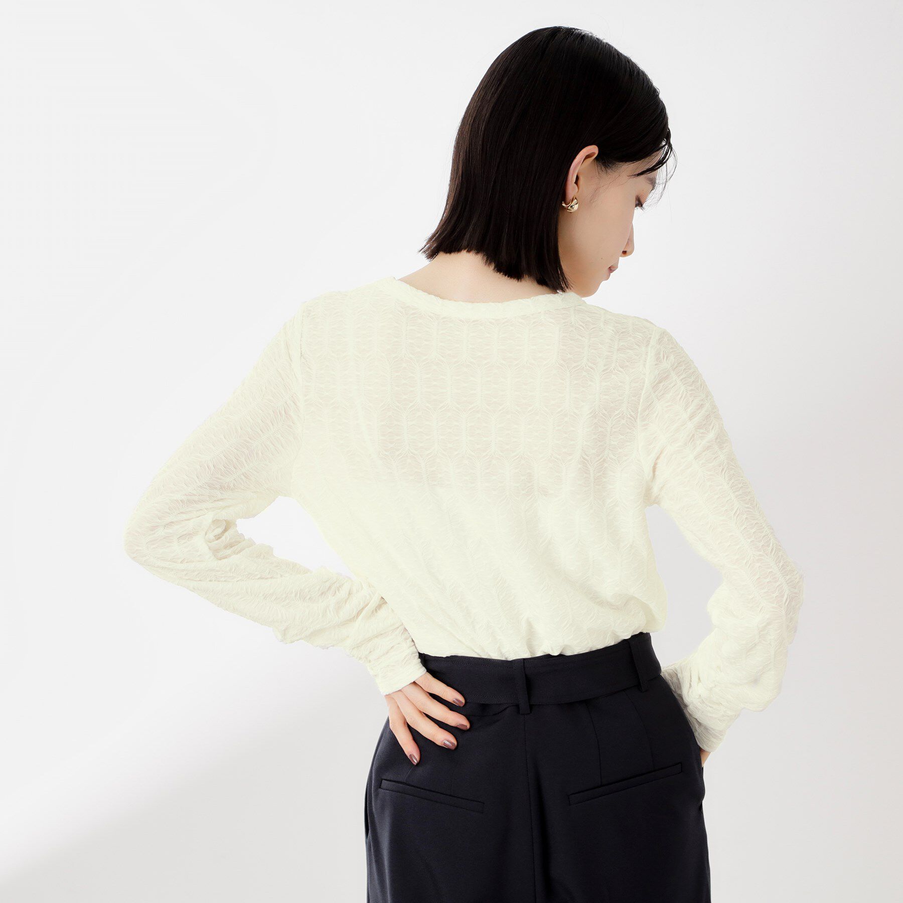 THE SHOP TK「ウェーブシアー袖クシュプルオーバー【洗濯機OK】」|Tシャツ・カットソー|