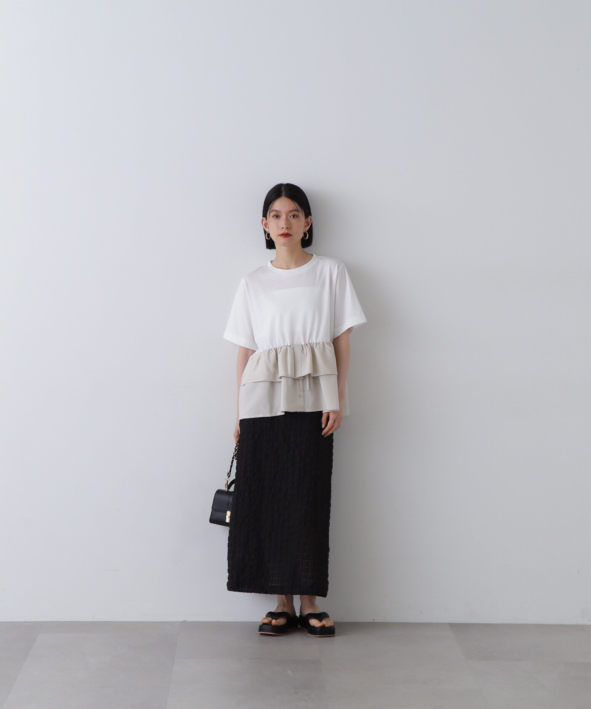  「異素材ペプラムトップ」|Tシャツ・カットソー|