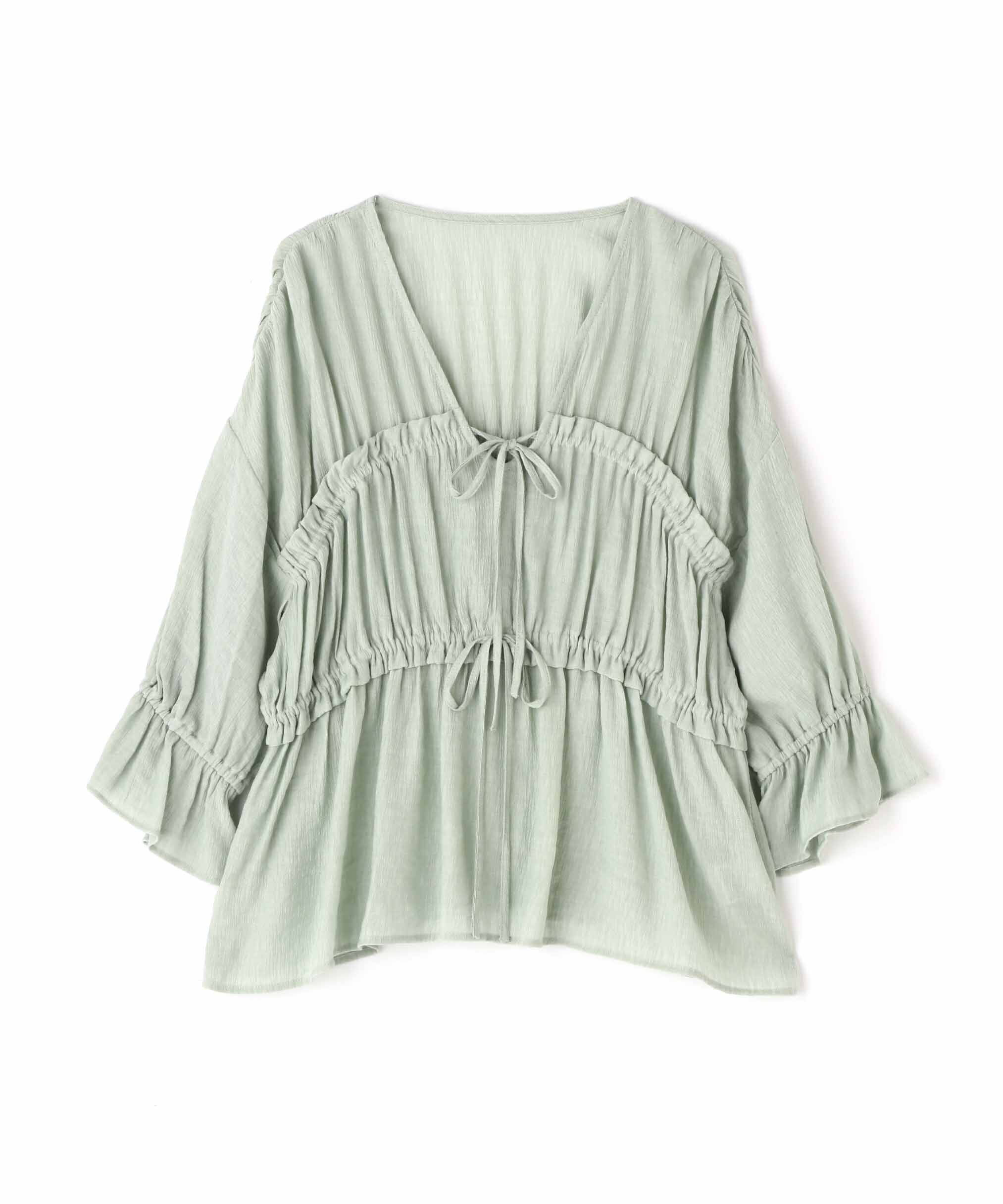  「楊柳シャーリングリボンブラウス」|シャツ・ブラウス|