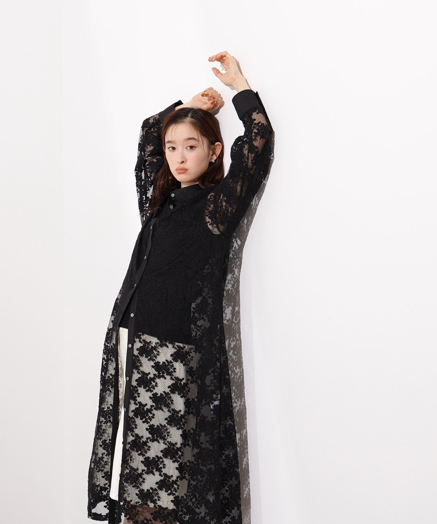  「レースクレリックシャツワンピース」|ワンピース|