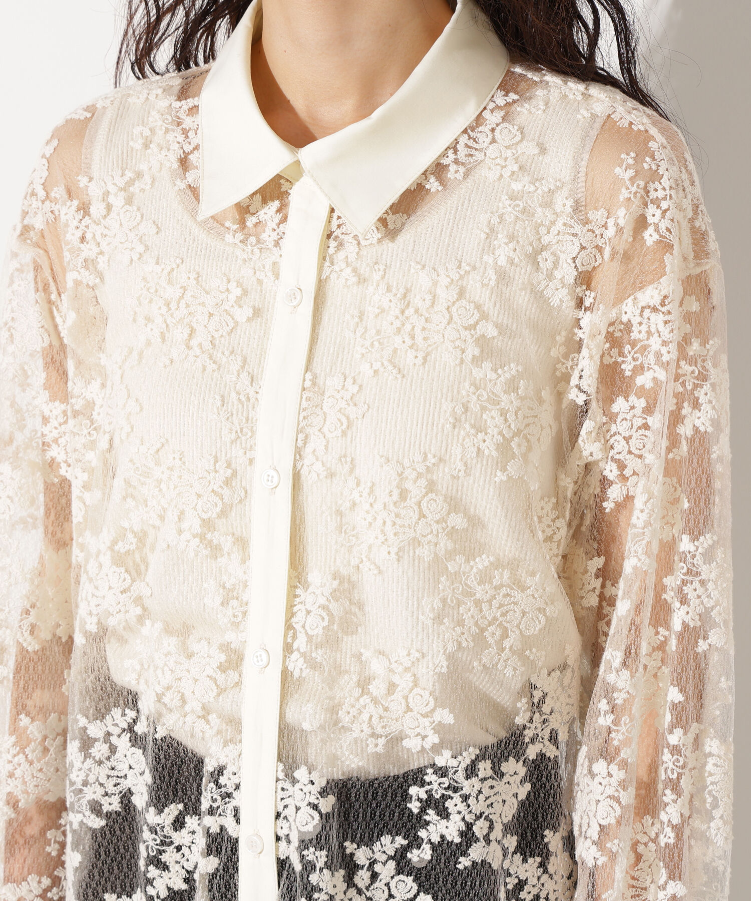  「レースクレリックシャツワンピース」|ワンピース|