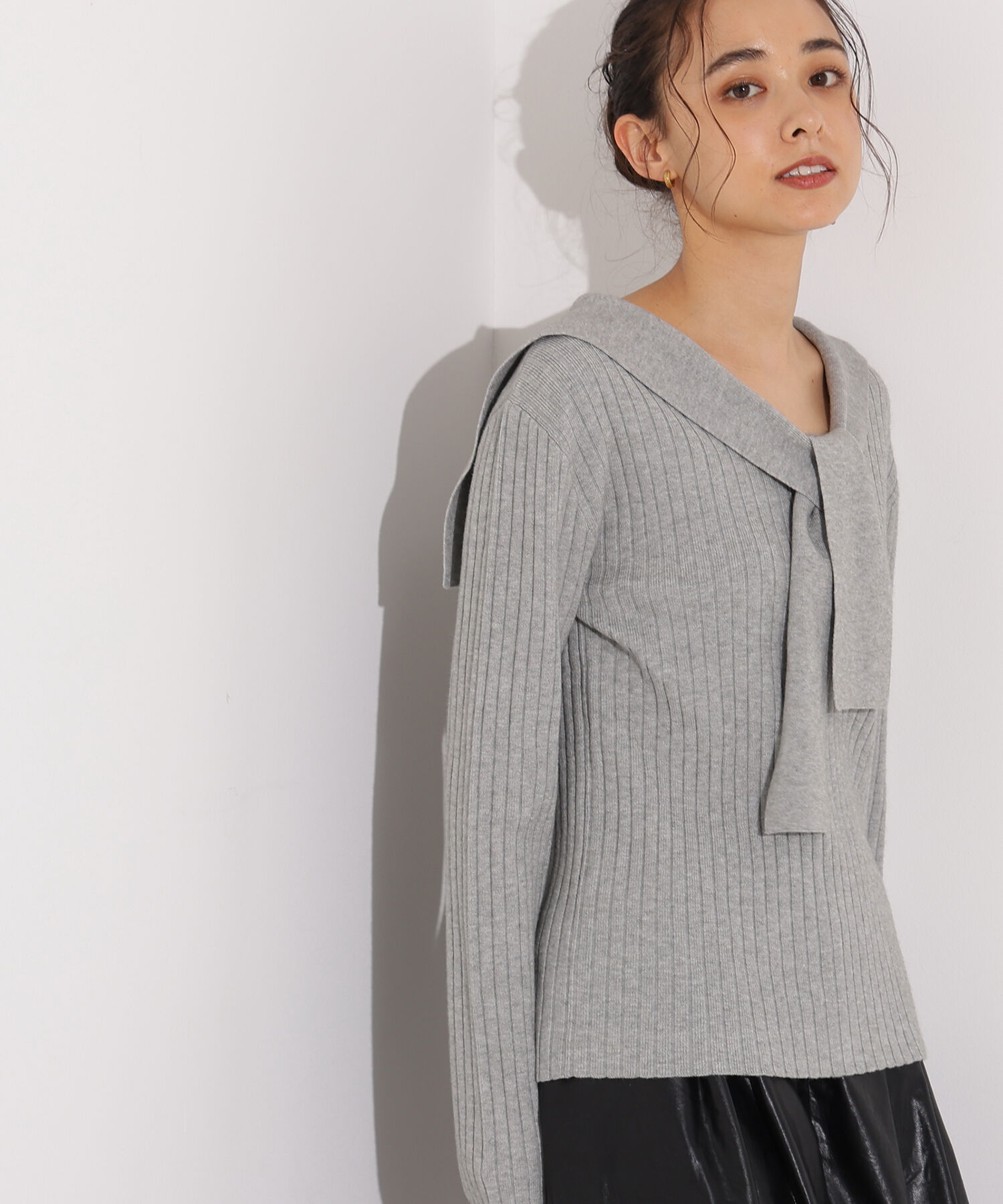  「セーラーカラーニット」|ニット・セーター|グレー