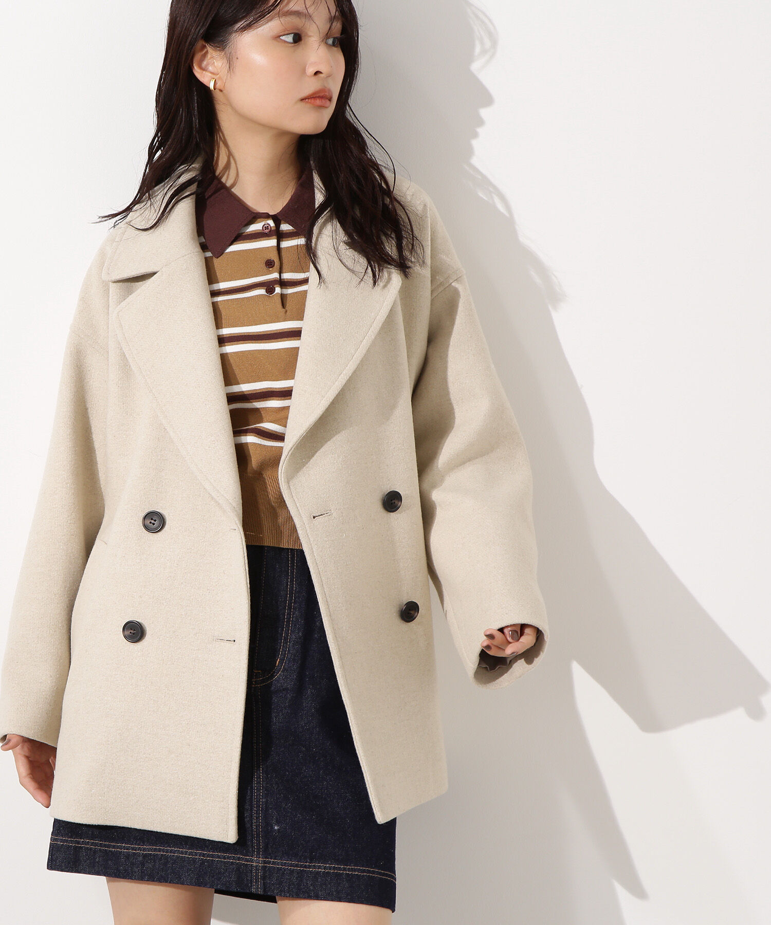  「ミドルPコート《ブラウン&times;ゴールドボタン：LUMINE・LUCUA・official site限定》」|ブルゾン・スタジャン|