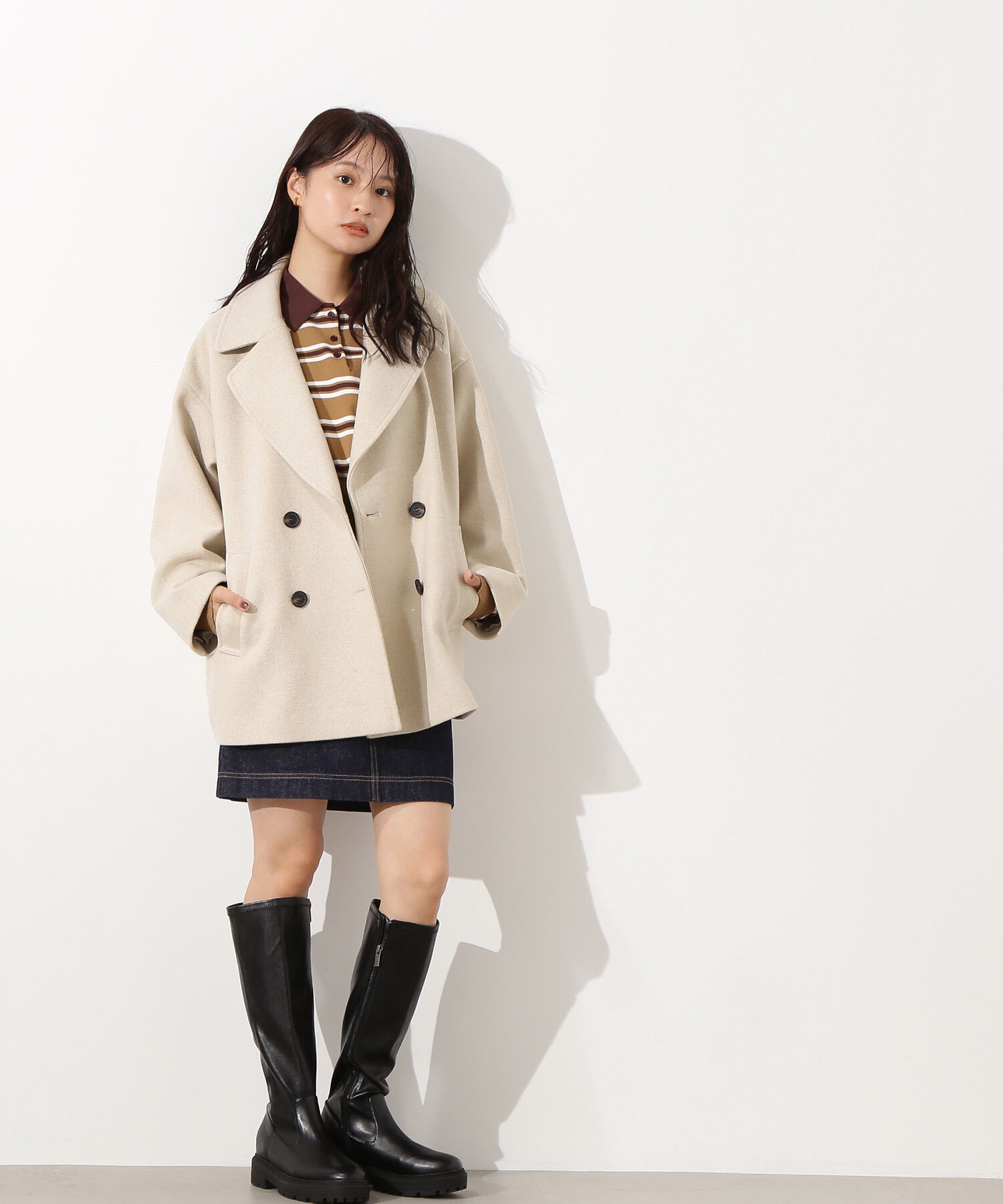  「ミドルPコート《ブラウン&times;ゴールドボタン：LUMINE・LUCUA・official site限定》」|ブルゾン・スタジャン|