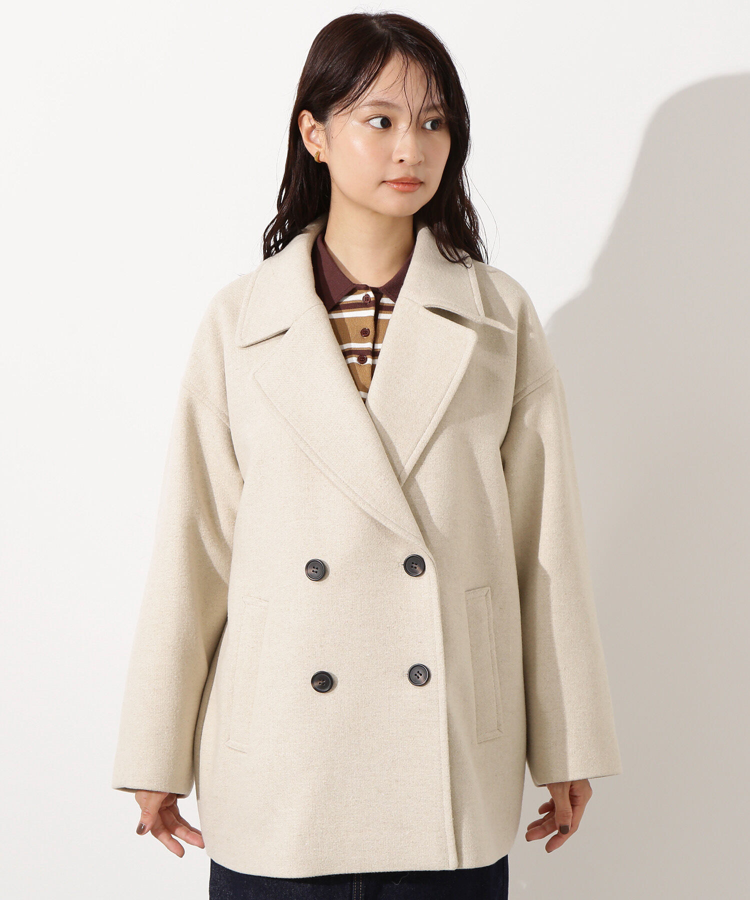  「ミドルPコート《ブラウン&times;ゴールドボタン：LUMINE・LUCUA・official site限定》」|ブルゾン・スタジャン|