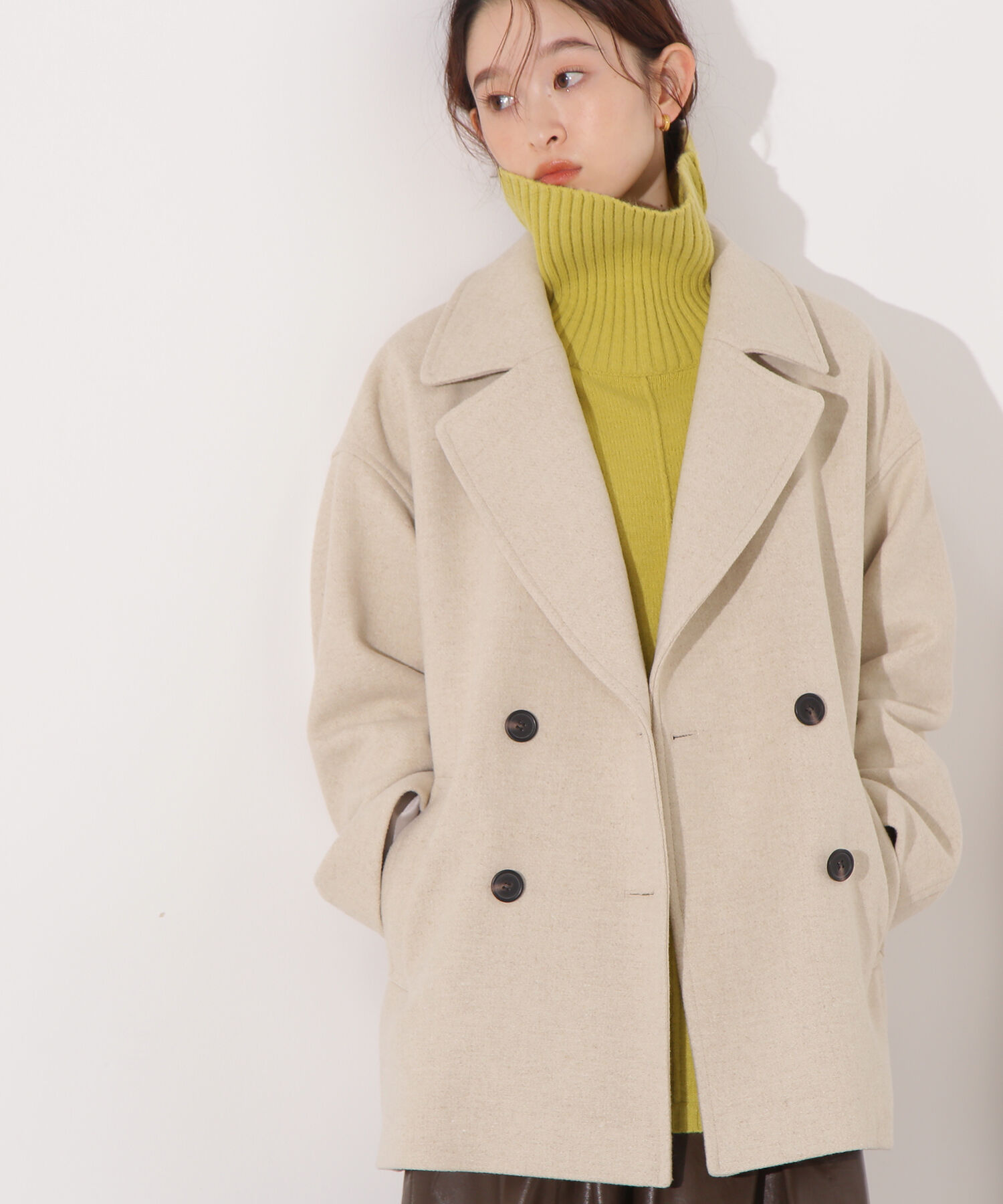  「ミドルPコート《ブラウン&times;ゴールドボタン：LUMINE・LUCUA・official site限定》」|ブルゾン・スタジャン|