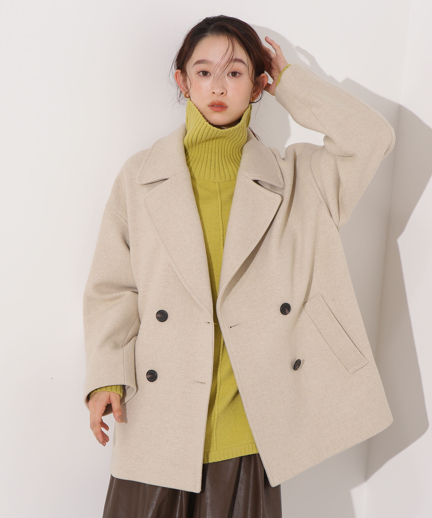  「ミドルPコート《ブラウン&times;ゴールドボタン：LUMINE・LUCUA・official site限定》」|ブルゾン・スタジャン|