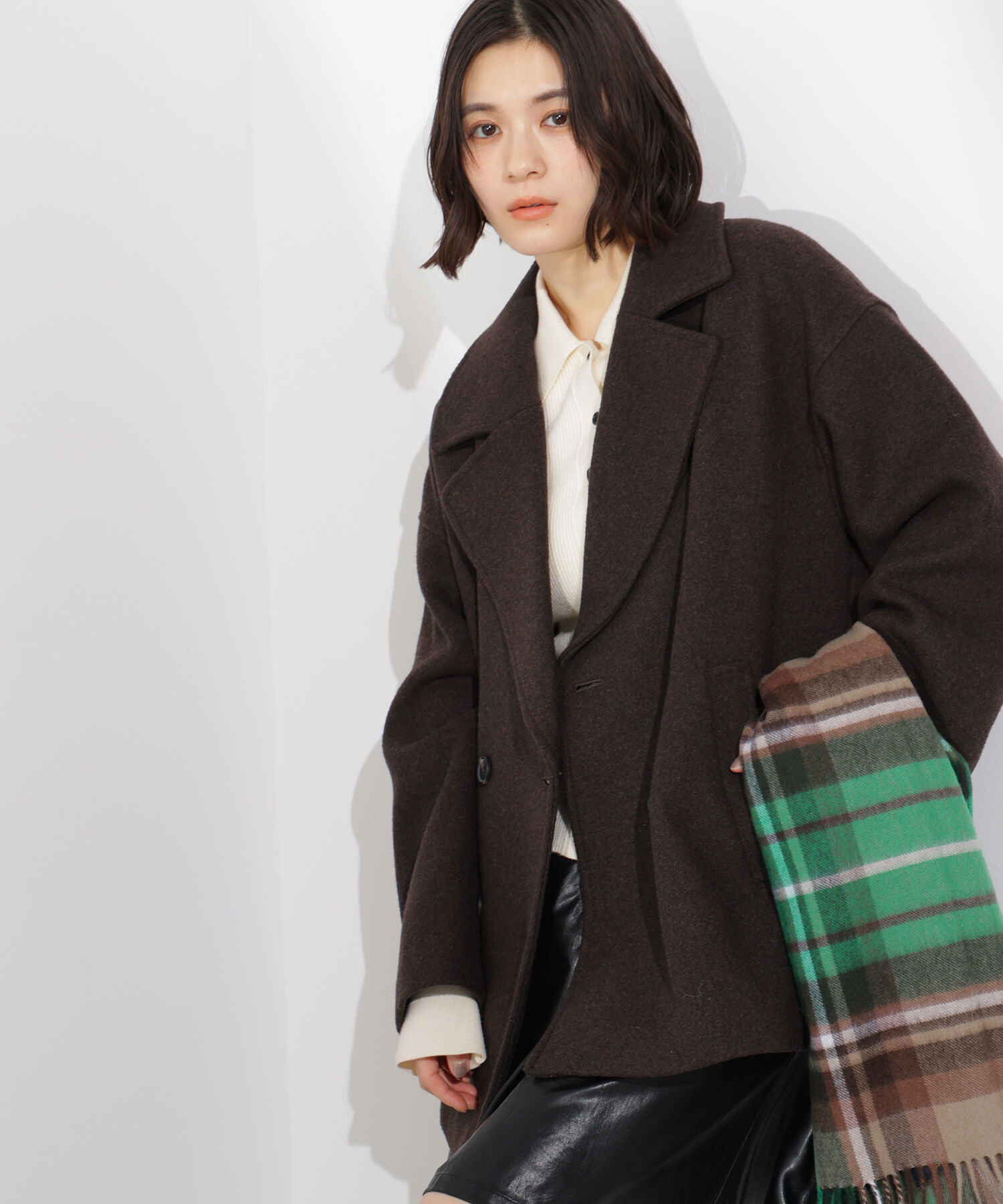  「ミドルPコート《ブラウン&times;ゴールドボタン：LUMINE・LUCUA・official site限定》」|ブルゾン・スタジャン|