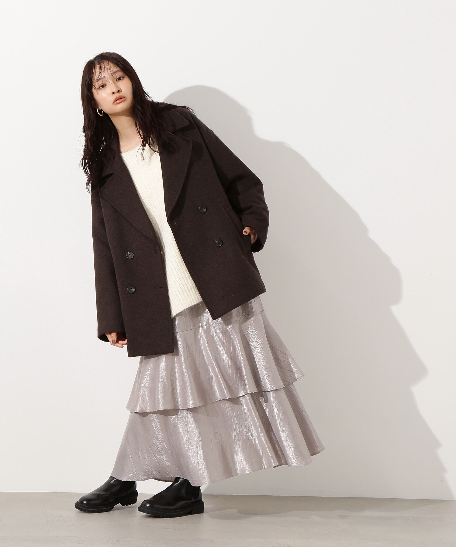  「ミドルPコート《ブラウン&times;ゴールドボタン：LUMINE・LUCUA・official site限定》」|ブルゾン・スタジャン|