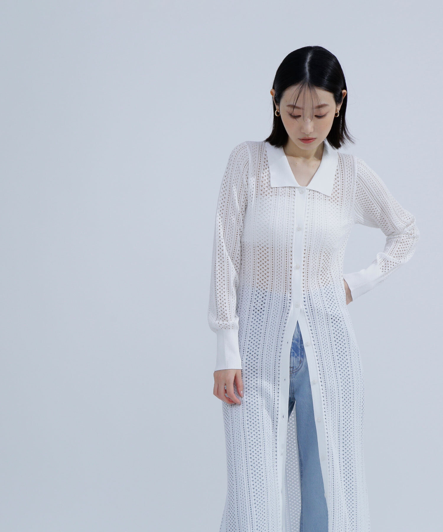  「透かし編みニットワンピース」|ワンピース|