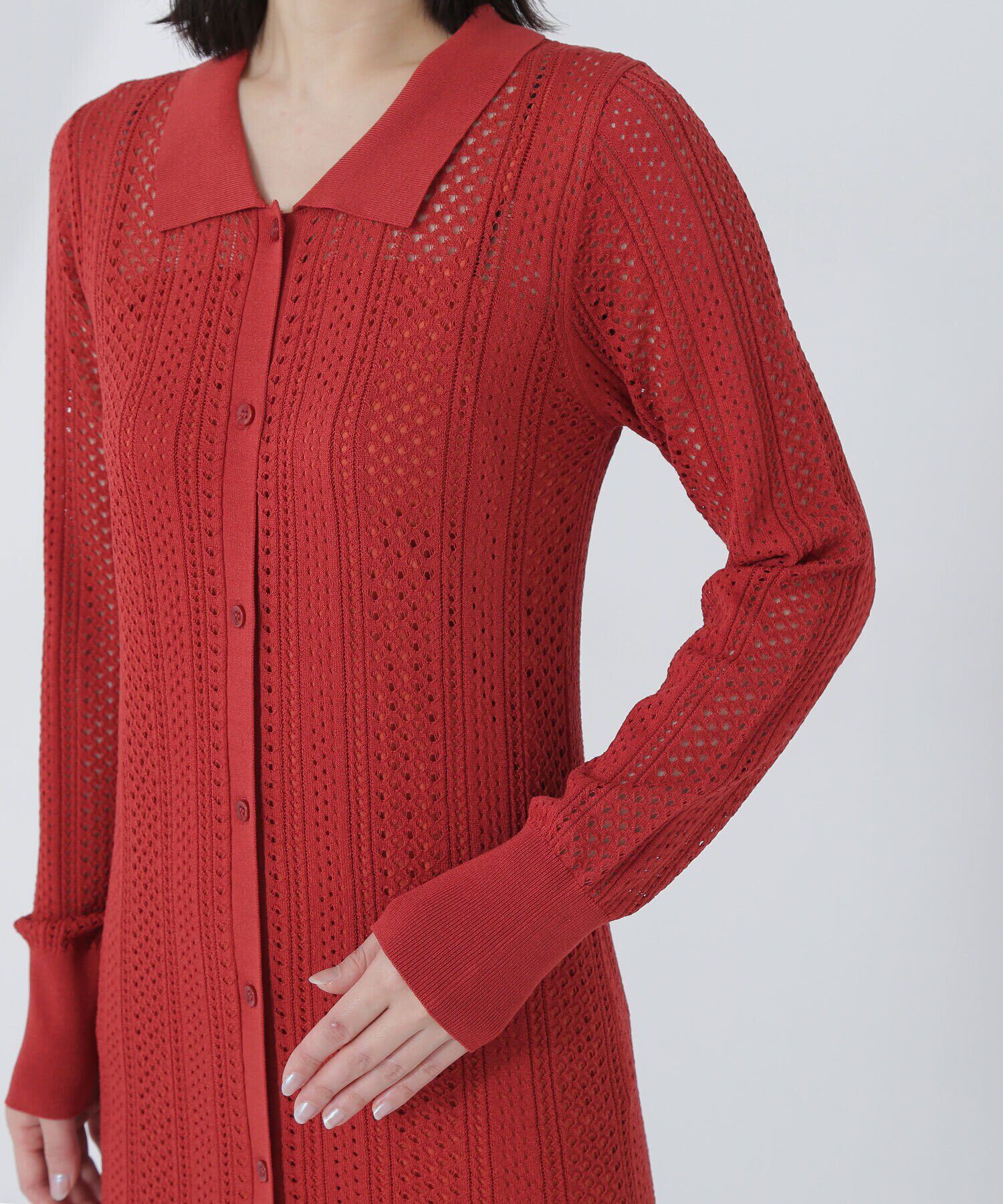  「透かし編みニットワンピース」|ワンピース|