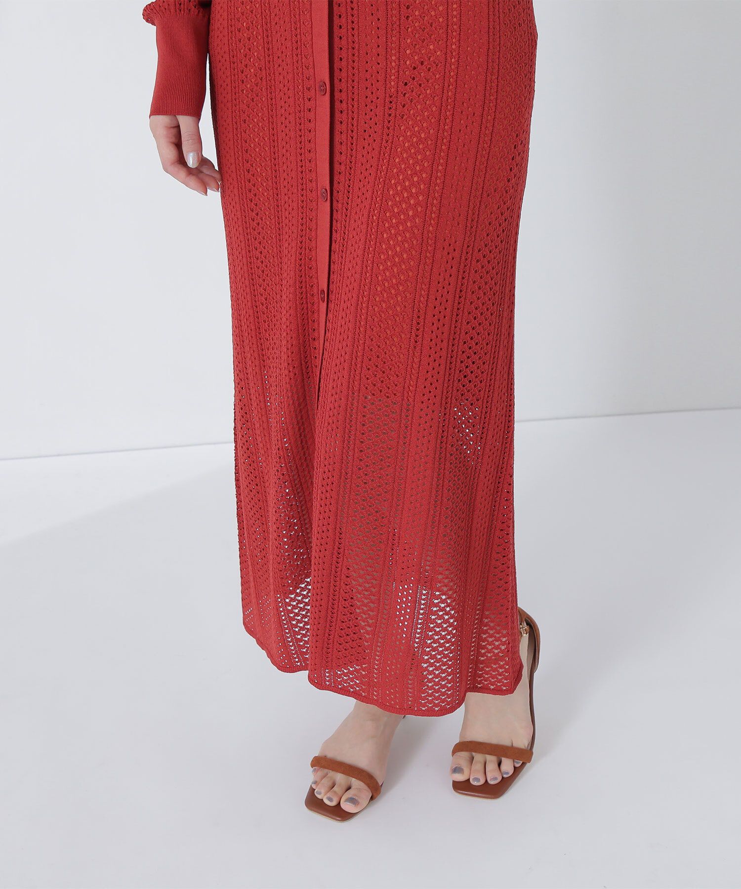  「透かし編みニットワンピース」|ワンピース|