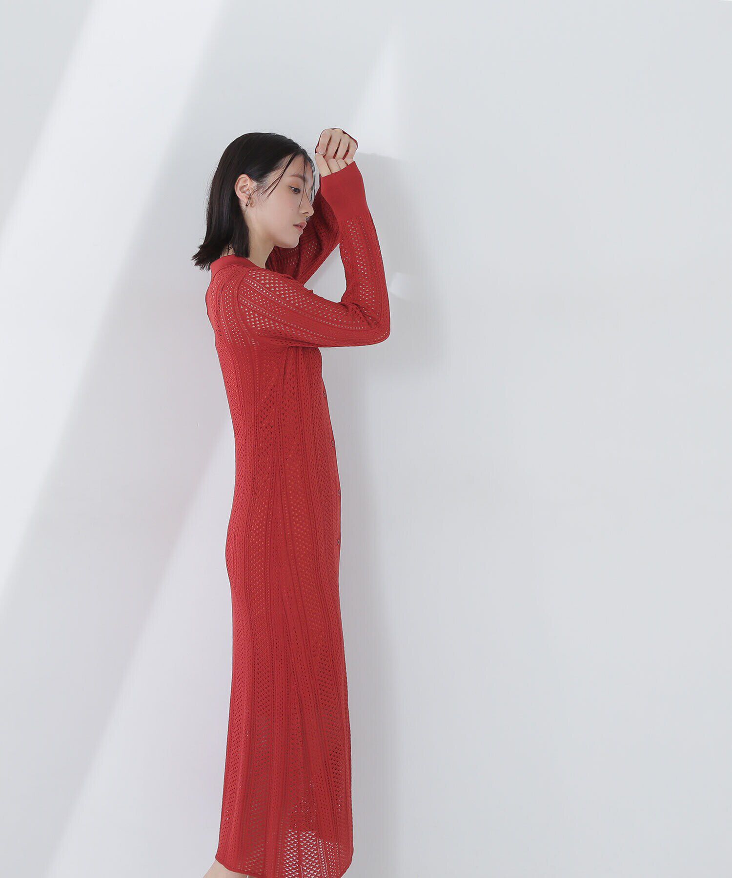  「透かし編みニットワンピース」|ワンピース|