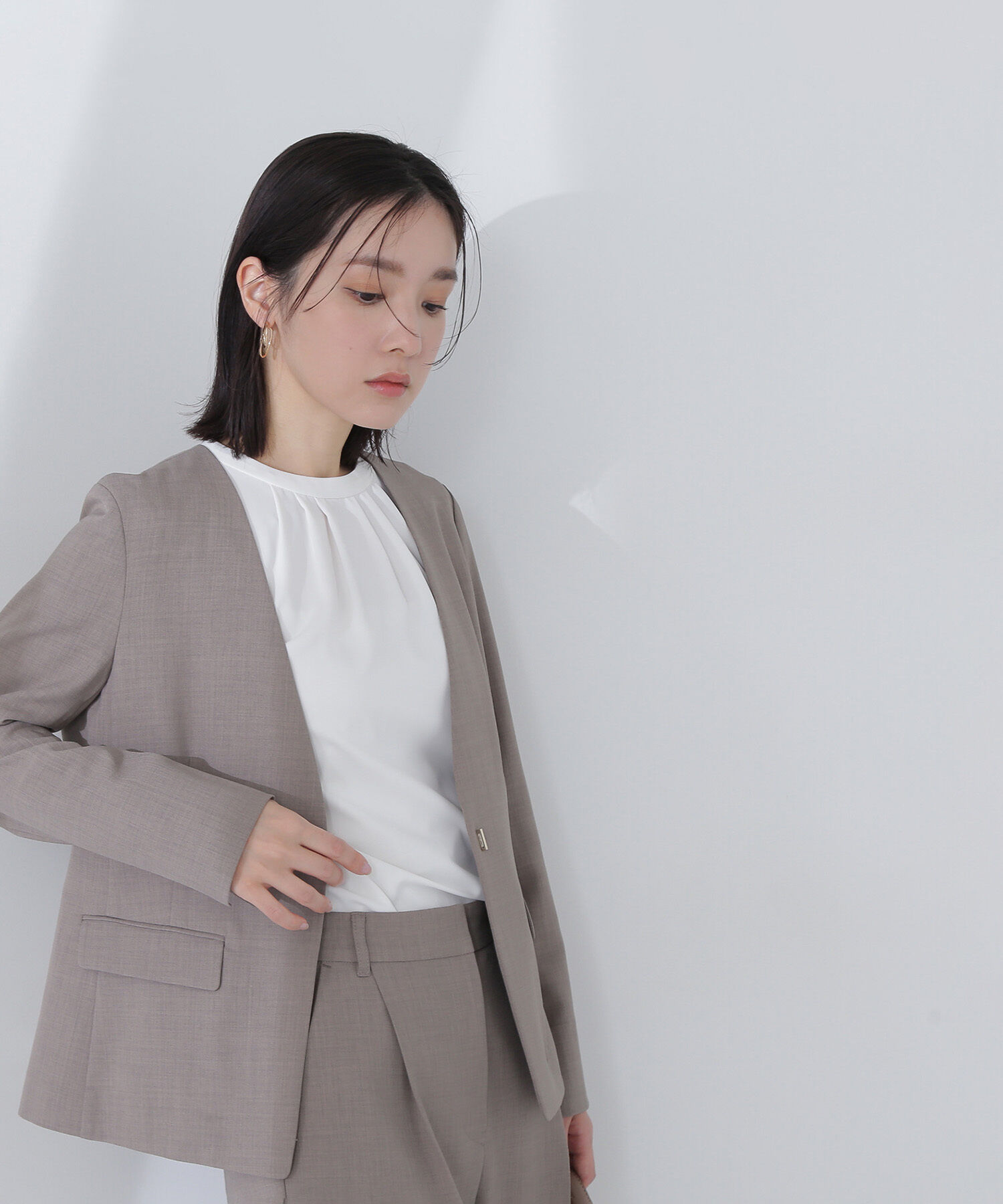  「リネンライク SETUP ノーカラージャケット」|その他|