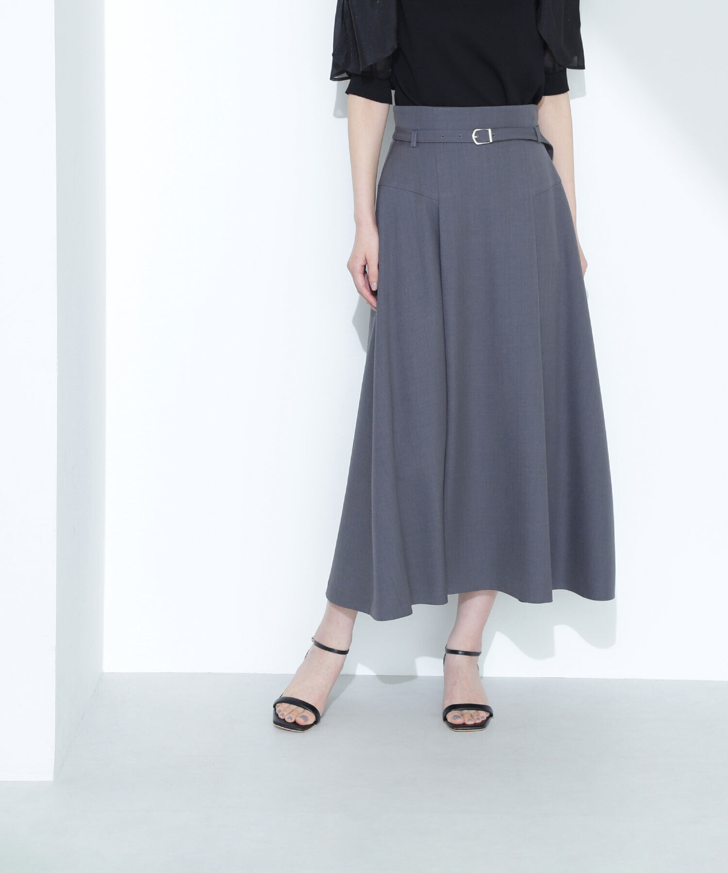  「ハイウエスト切替フレアスカート」|スカート|