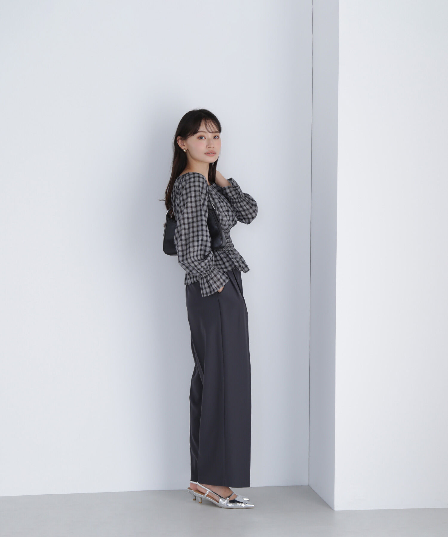  「チェックペプラムブラウス」|シャツ・ブラウス|