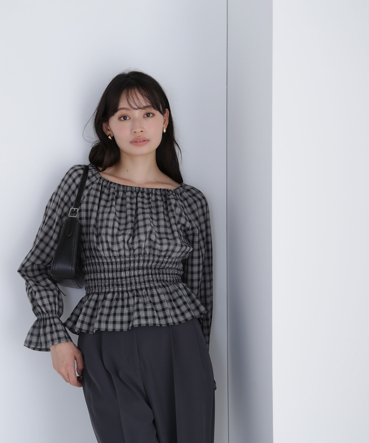  「チェックペプラムブラウス」|シャツ・ブラウス|