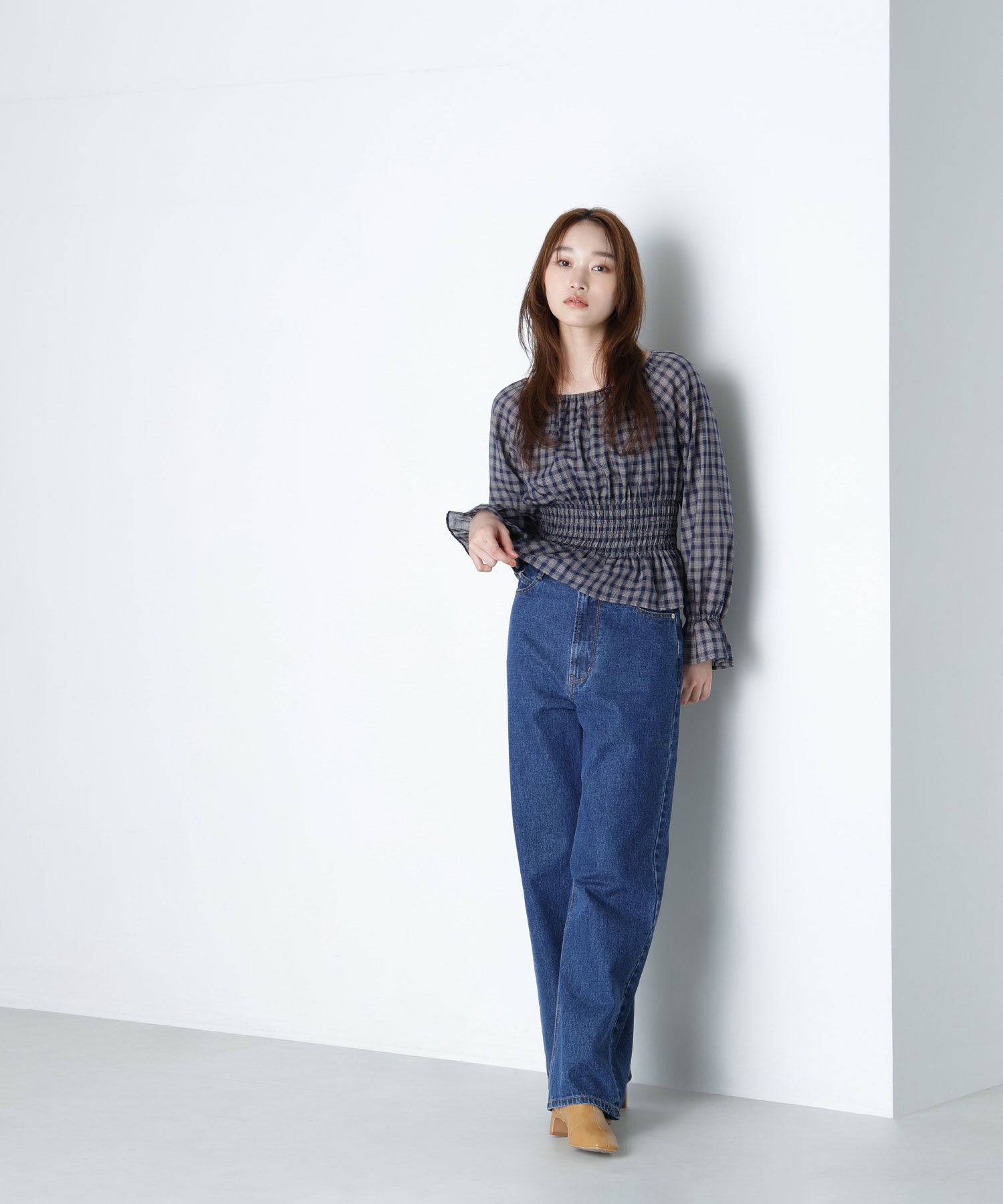  「チェックペプラムブラウス」|シャツ・ブラウス|