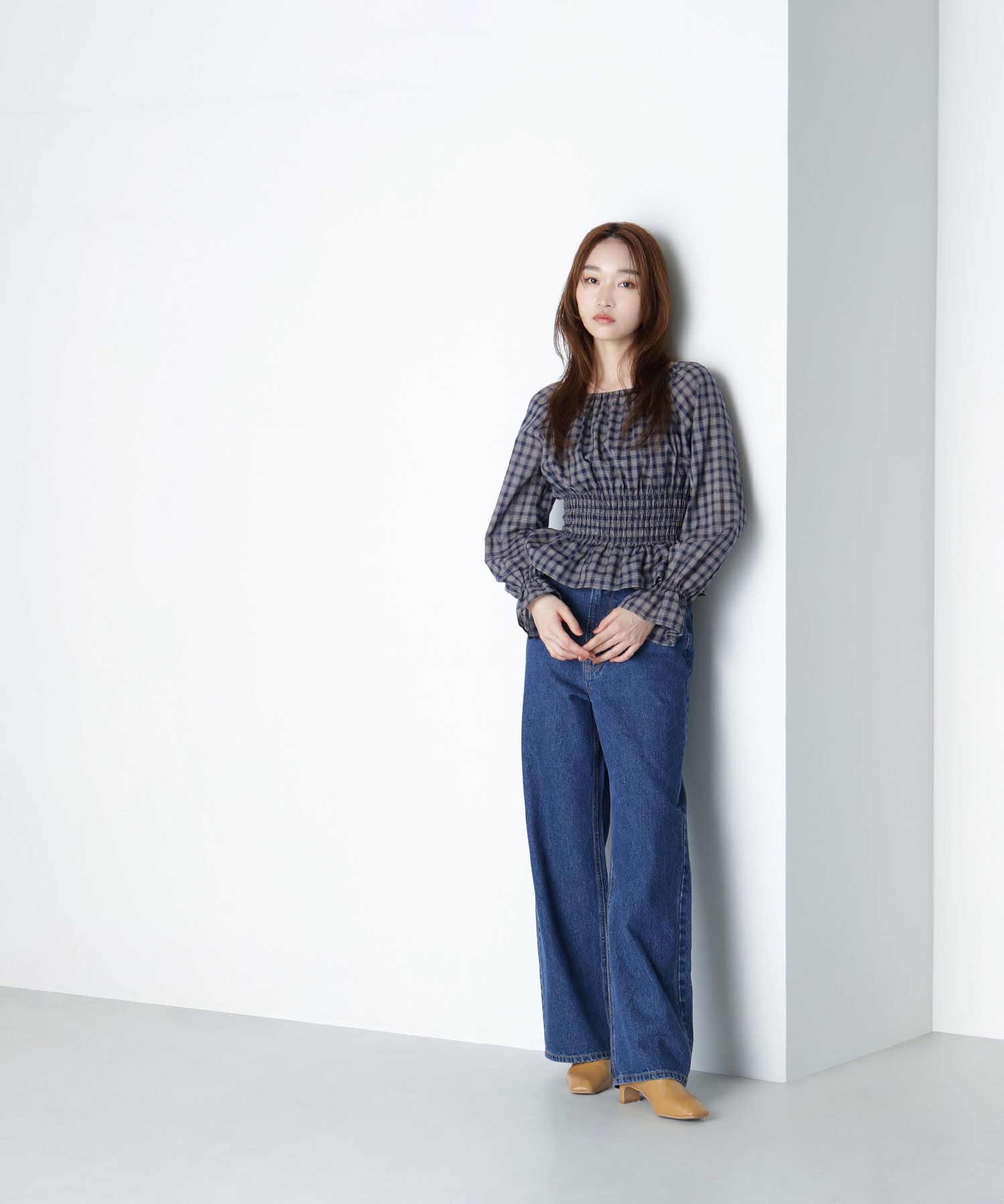  「チェックペプラムブラウス」|シャツ・ブラウス|