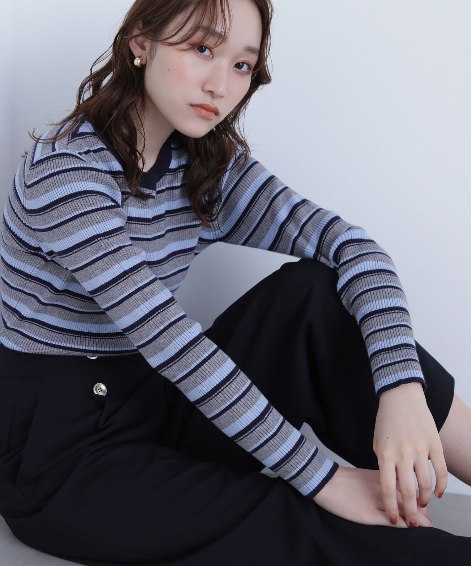  「マルチボーダーリブニット」|ニット・セーター|