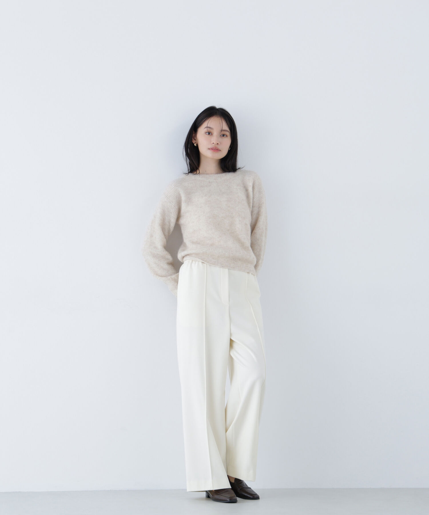  「アルパカ混クルーネックニット」|ニット・セーター|