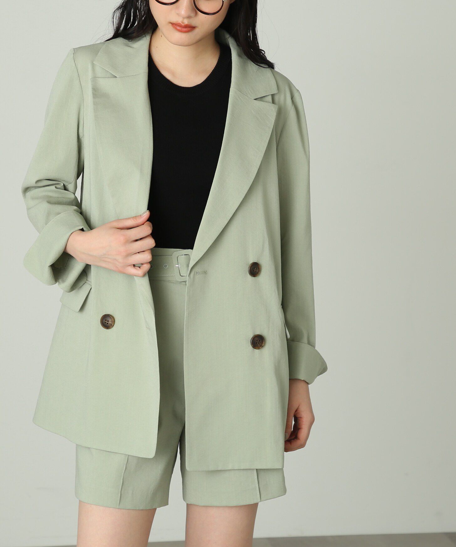  「麻調合繊ダブルブレストジャケット」|その他|ミント