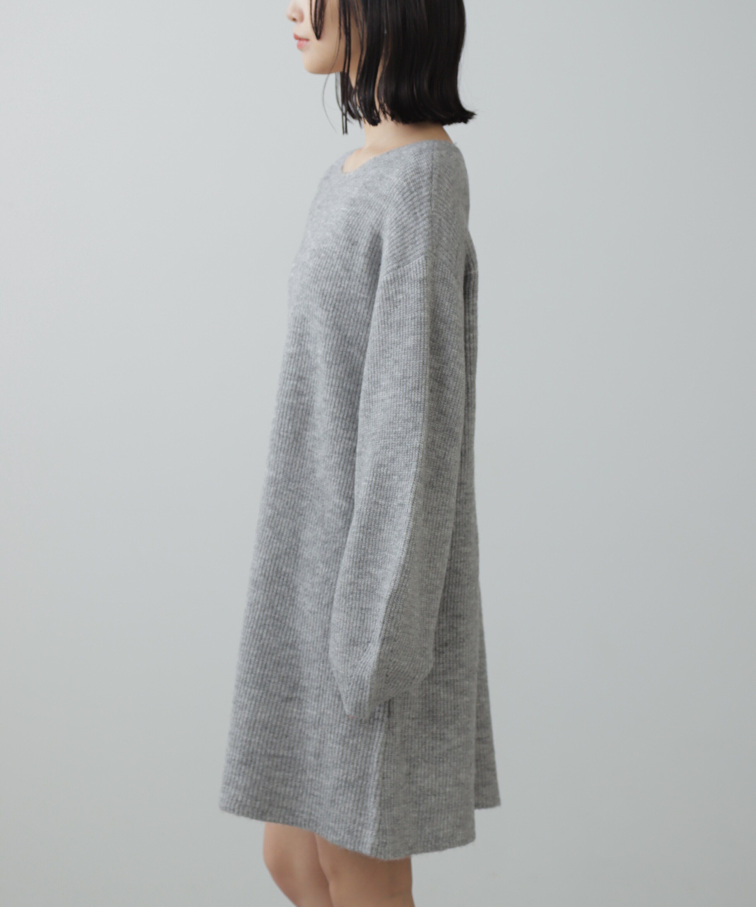  「ボートネック畦ニットミニワンピース」|ワンピース|