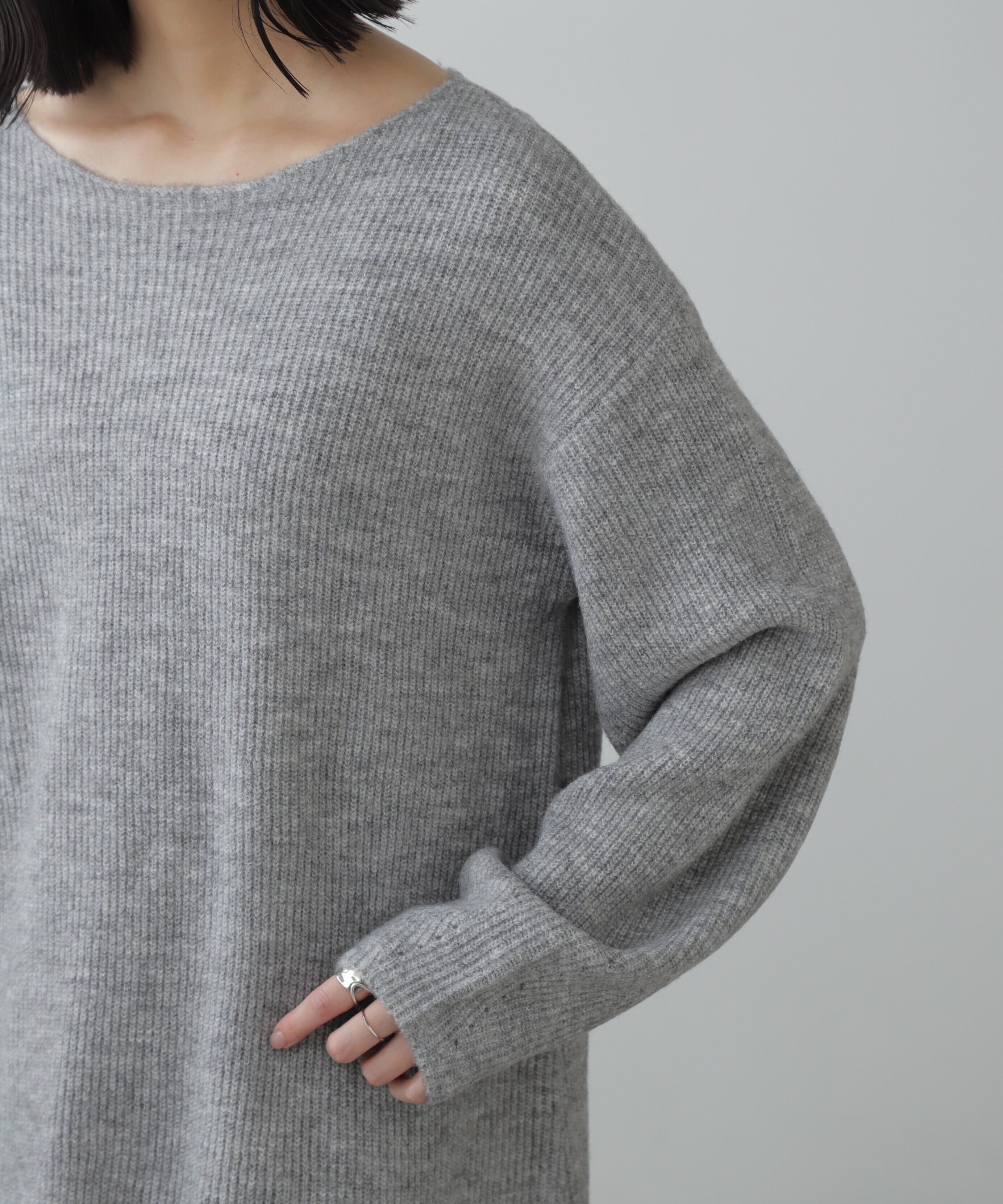  「ボートネック畦ニットミニワンピース」|ワンピース|