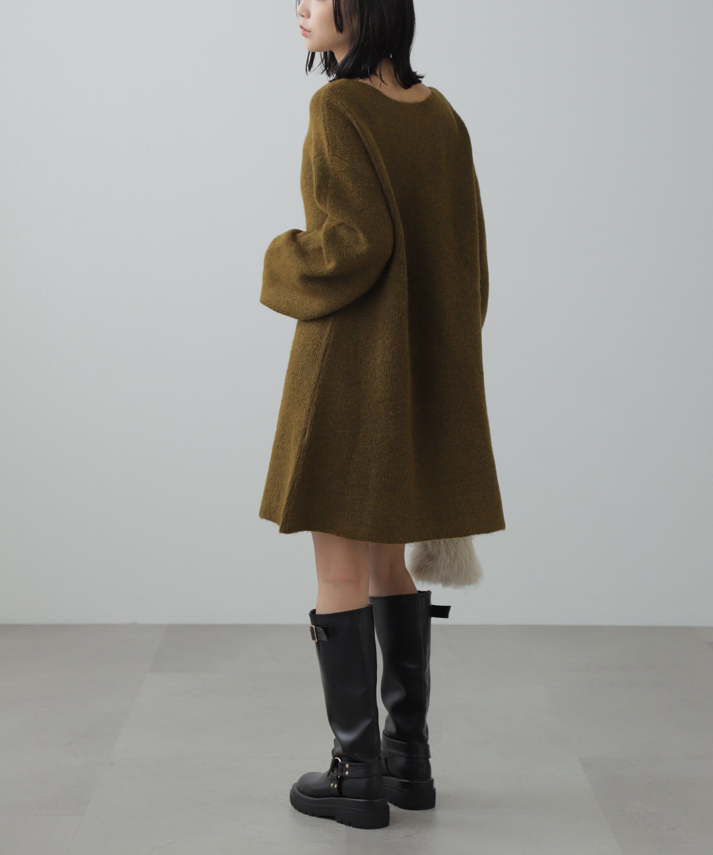  「ボートネック畦ニットミニワンピース」|ワンピース|