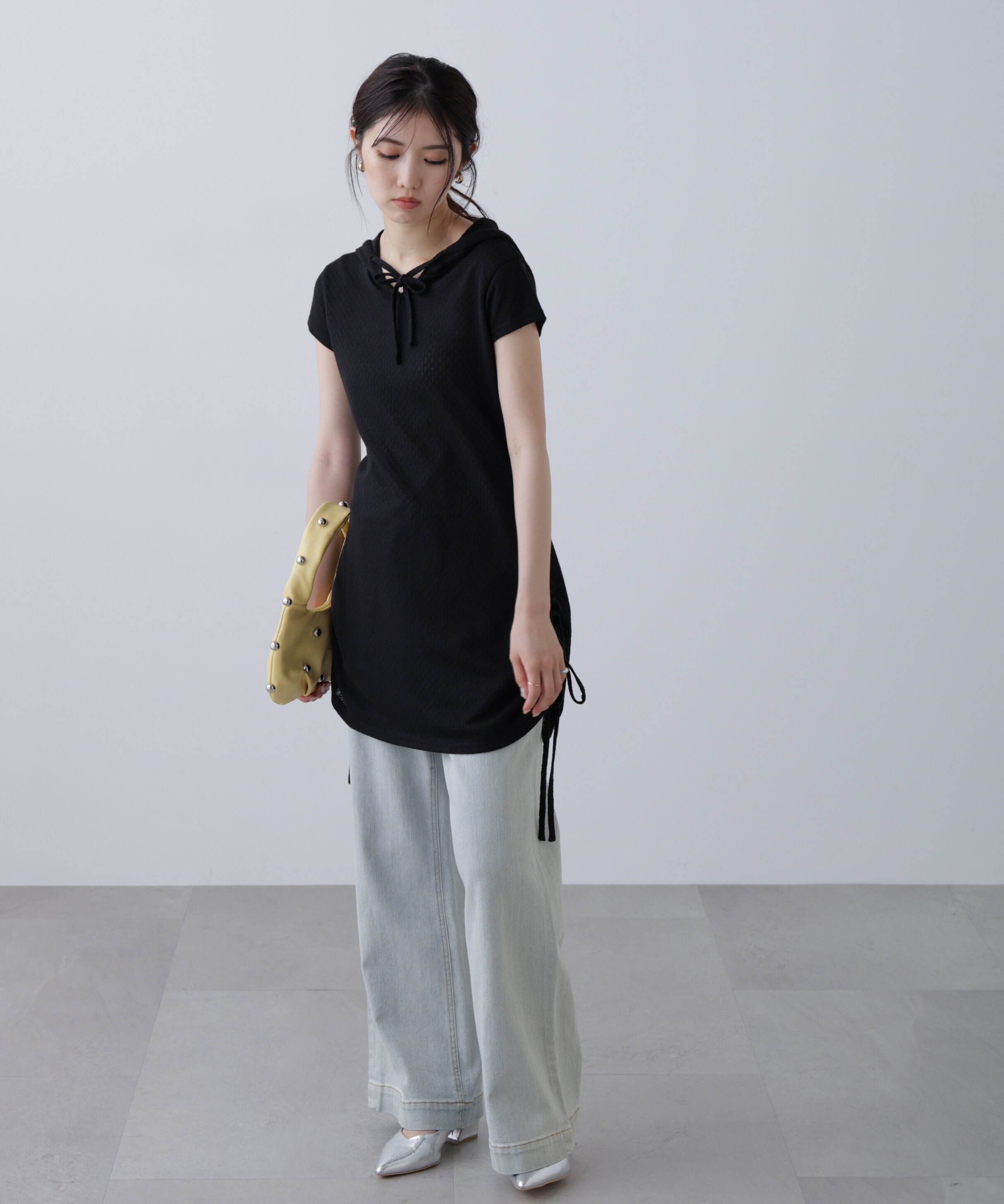  「サイドシャーリングフーディーミニワンピース」|ワンピース|