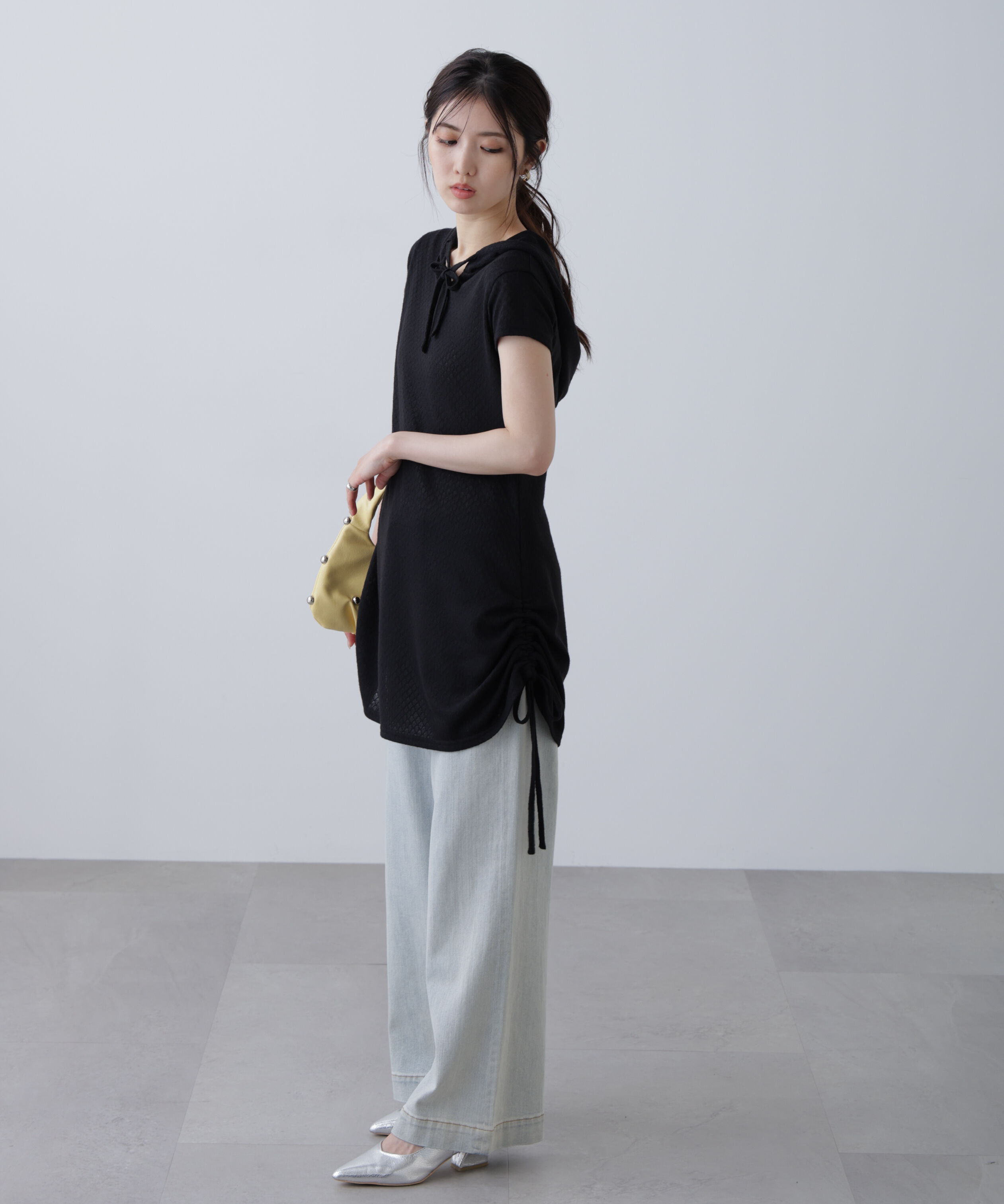  「サイドシャーリングフーディーミニワンピース」|ワンピース|