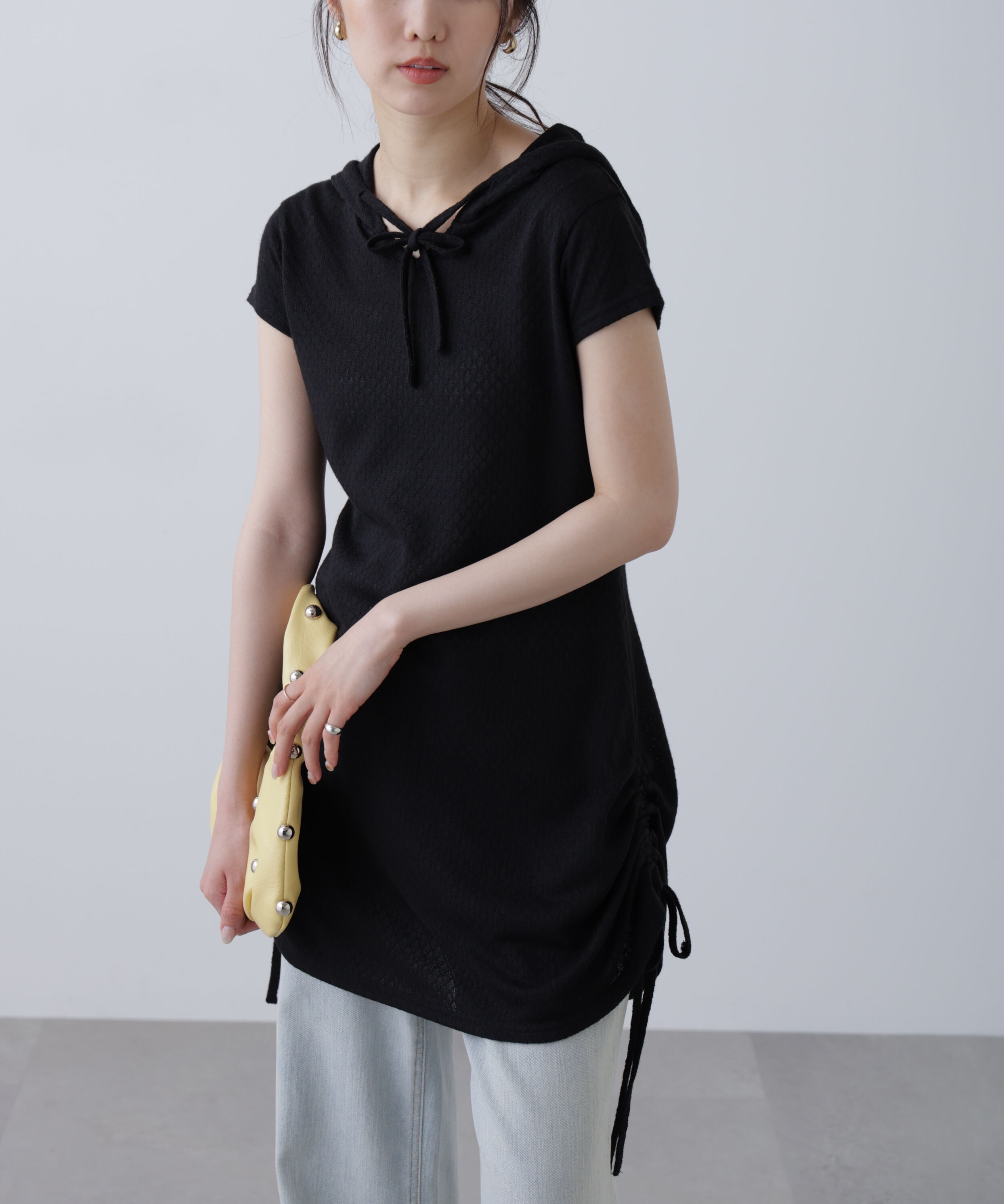  「サイドシャーリングフーディーミニワンピース」|ワンピース|