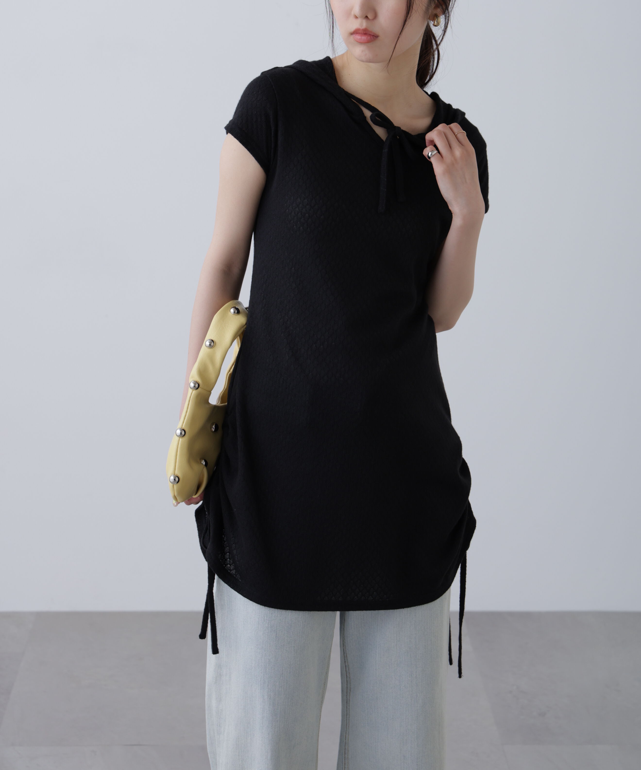  「サイドシャーリングフーディーミニワンピース」|ワンピース|