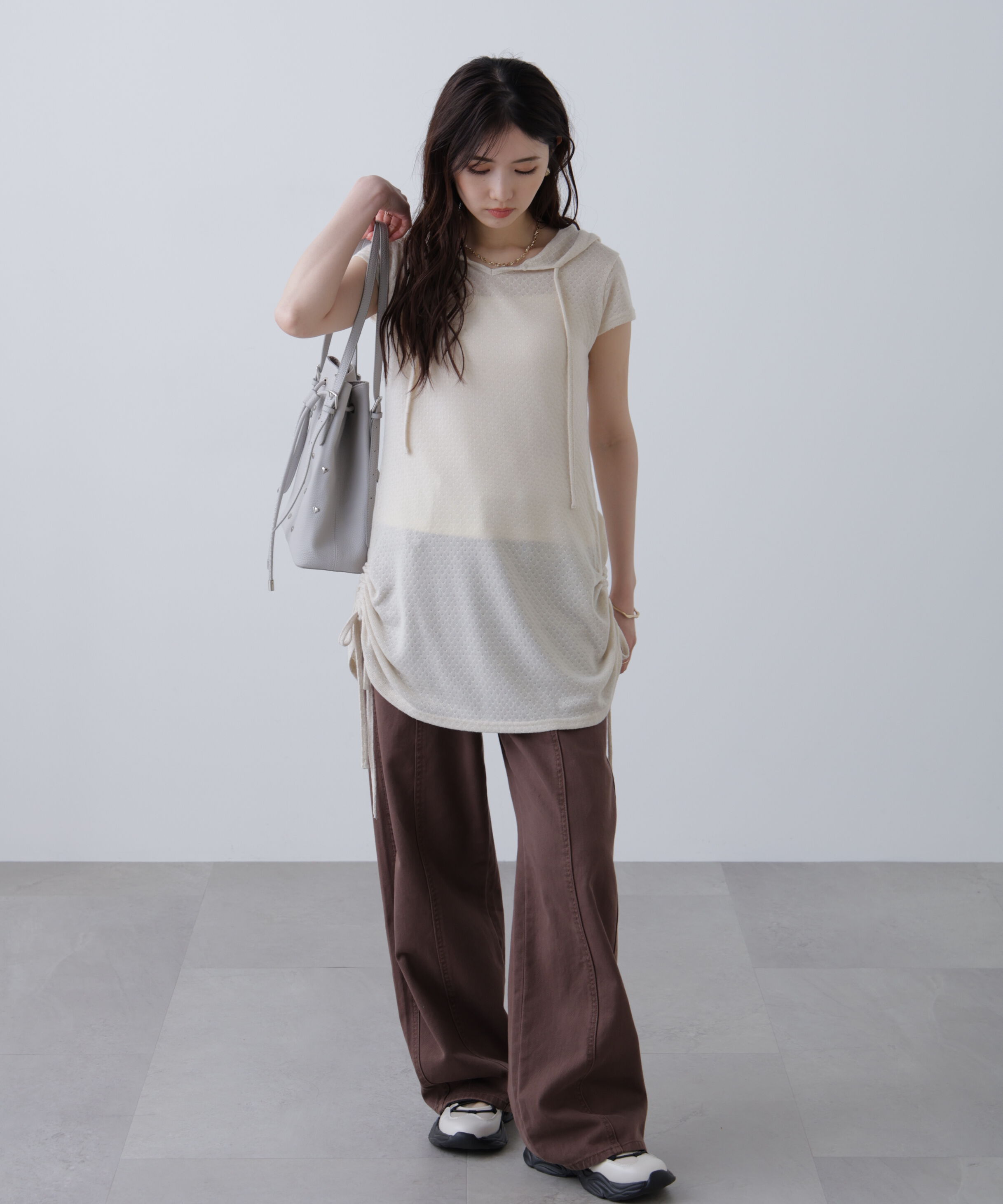  「サイドシャーリングフーディーミニワンピース」|ワンピース|