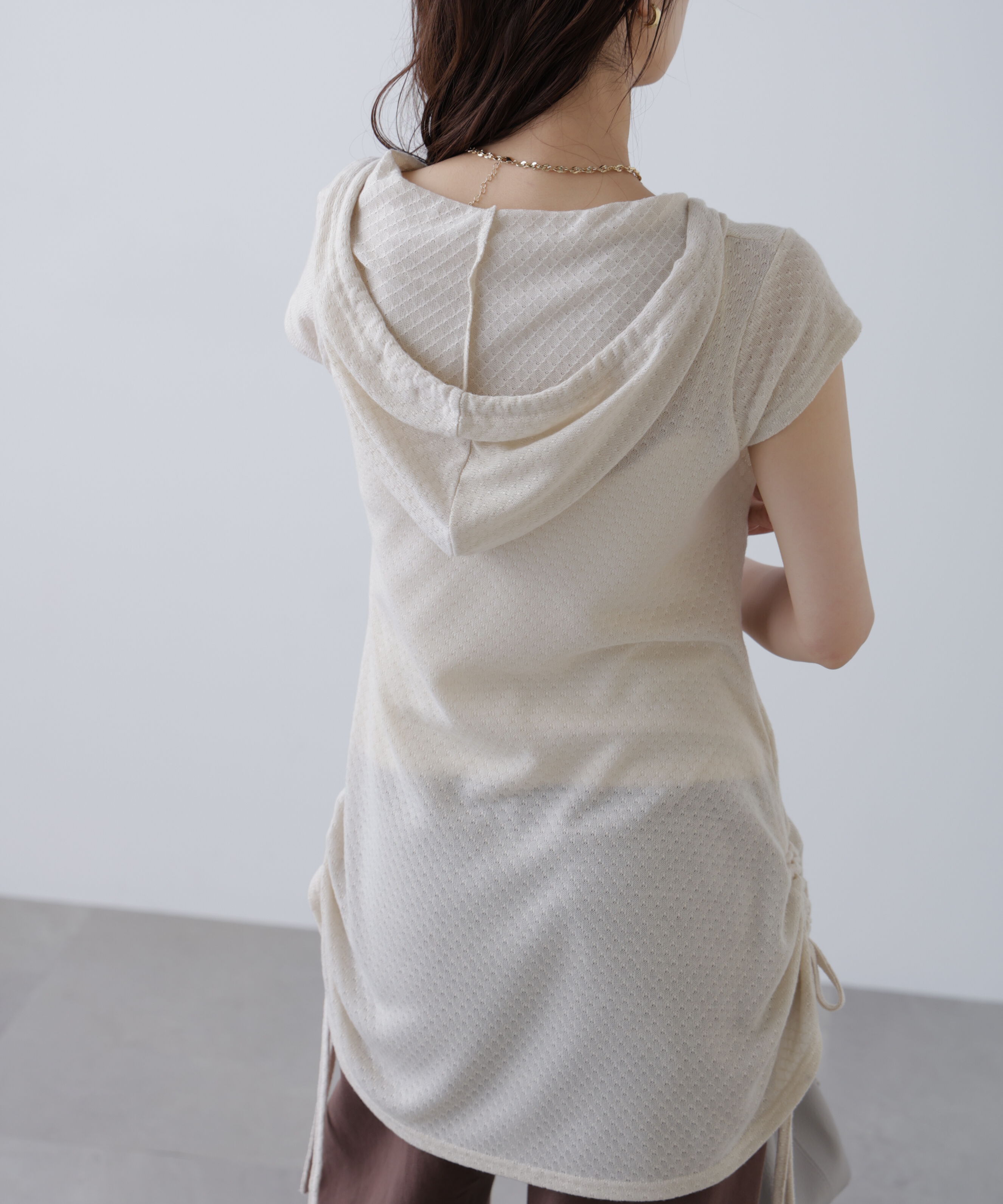  「サイドシャーリングフーディーミニワンピース」|ワンピース|