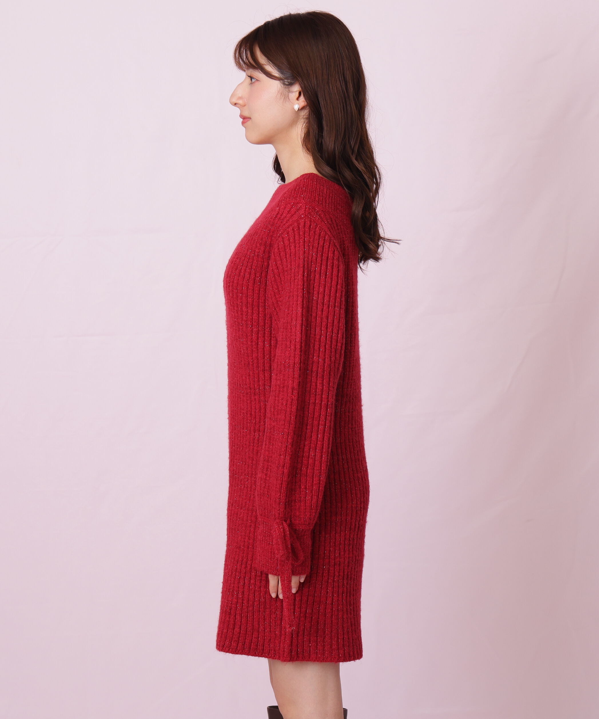  「袖リボンニットワンピース」|ワンピース|