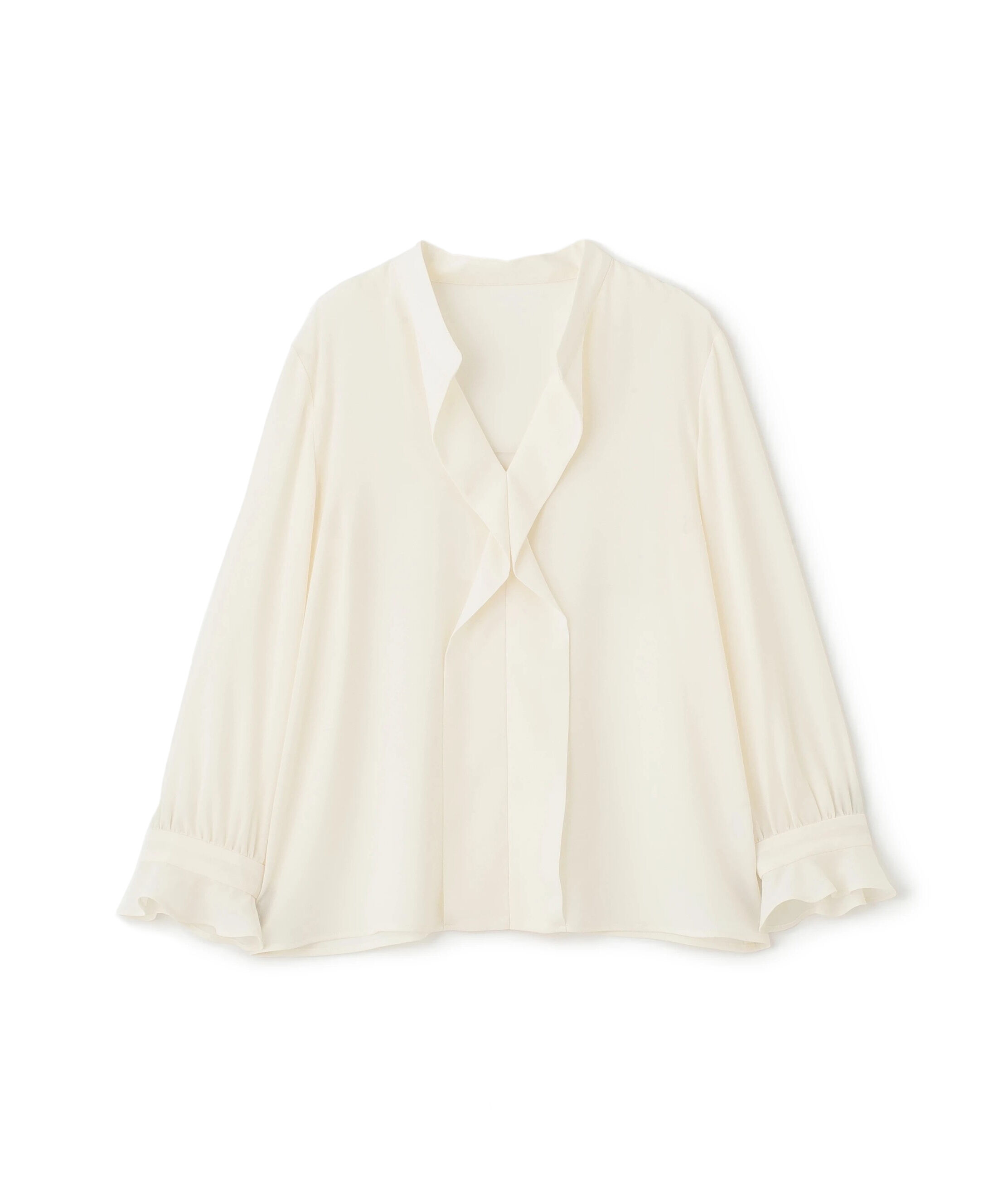  「◆バンドカラーラッフルブラウス」|シャツ・ブラウス|