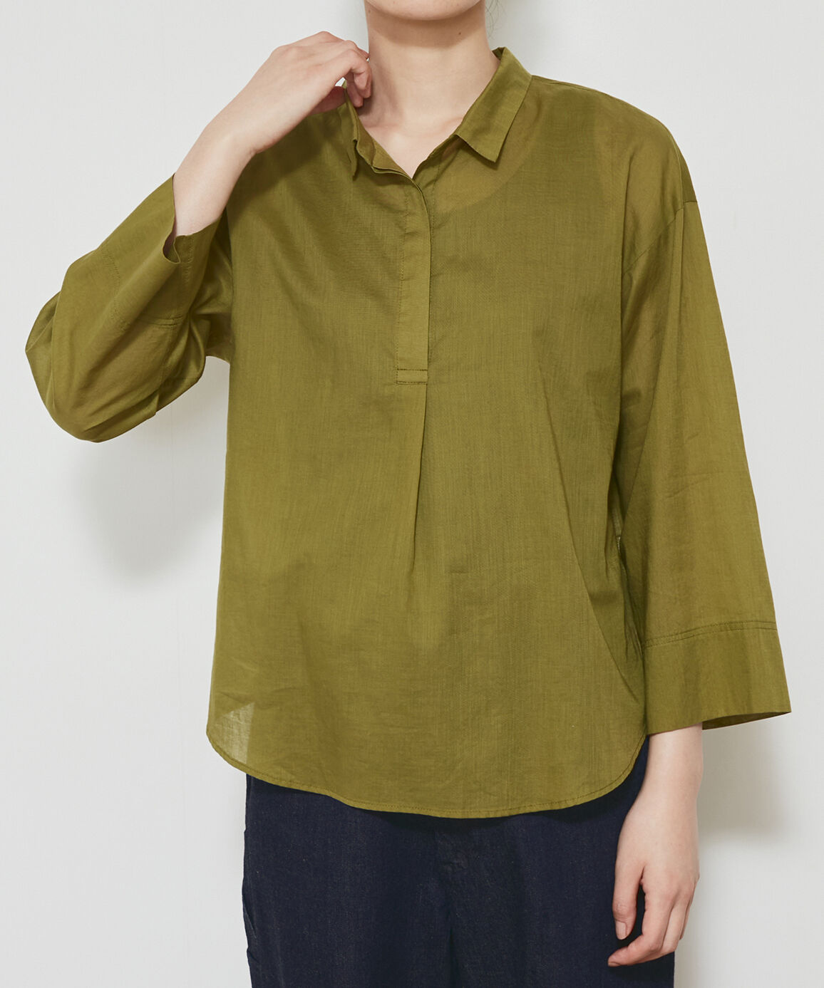  「◆ボタニカルダイブラウス」|シャツ・ブラウス|カーキ