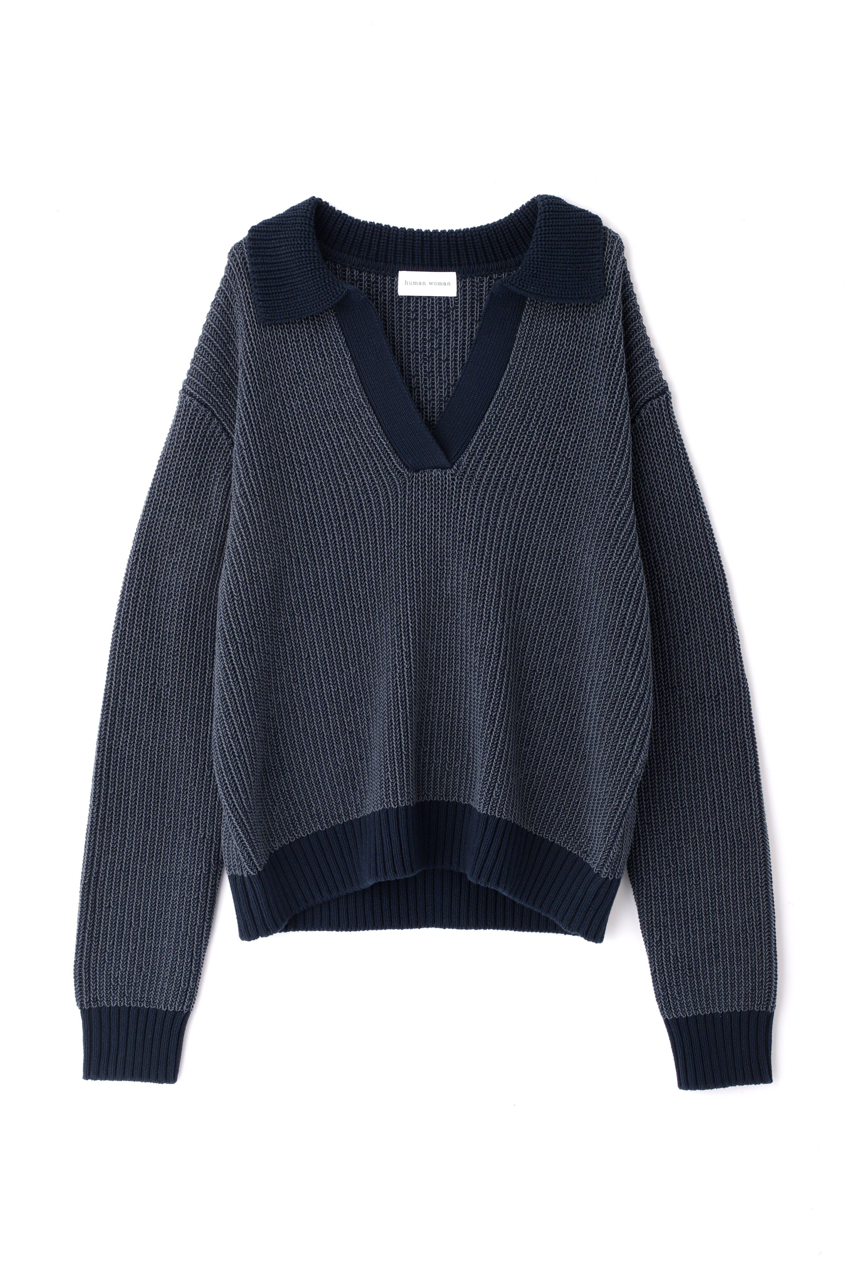  「◆バイカラー衿付きニット」|ニット・セーター|