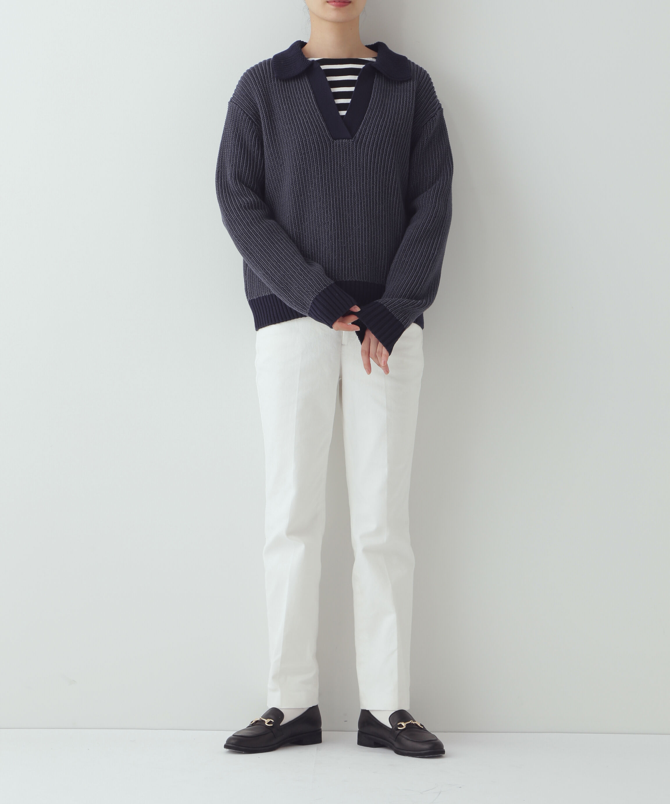  「◆バイカラー衿付きニット」|ニット・セーター|