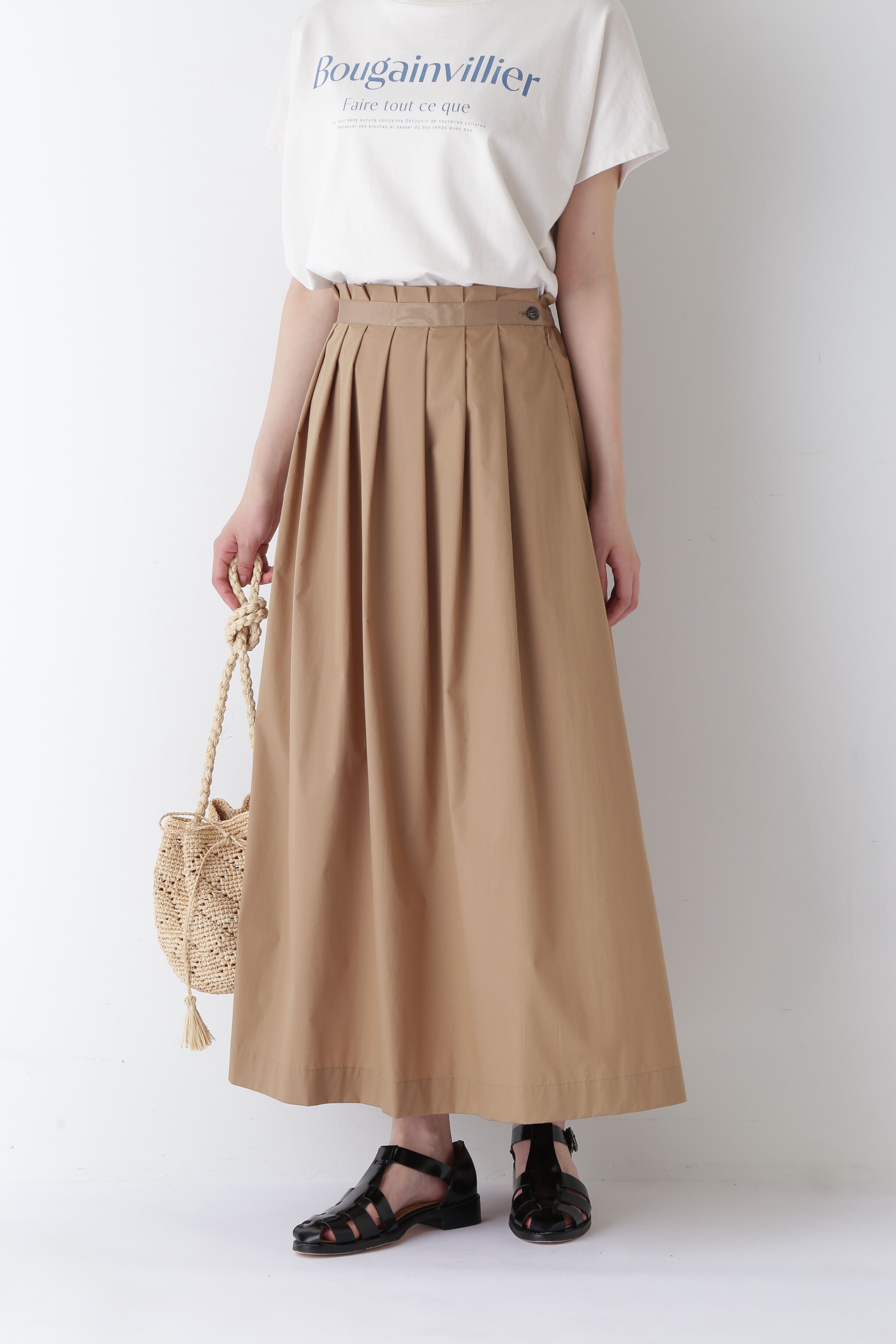  「◆コットンＰＥタックスカート」|スカート|ベージュ
