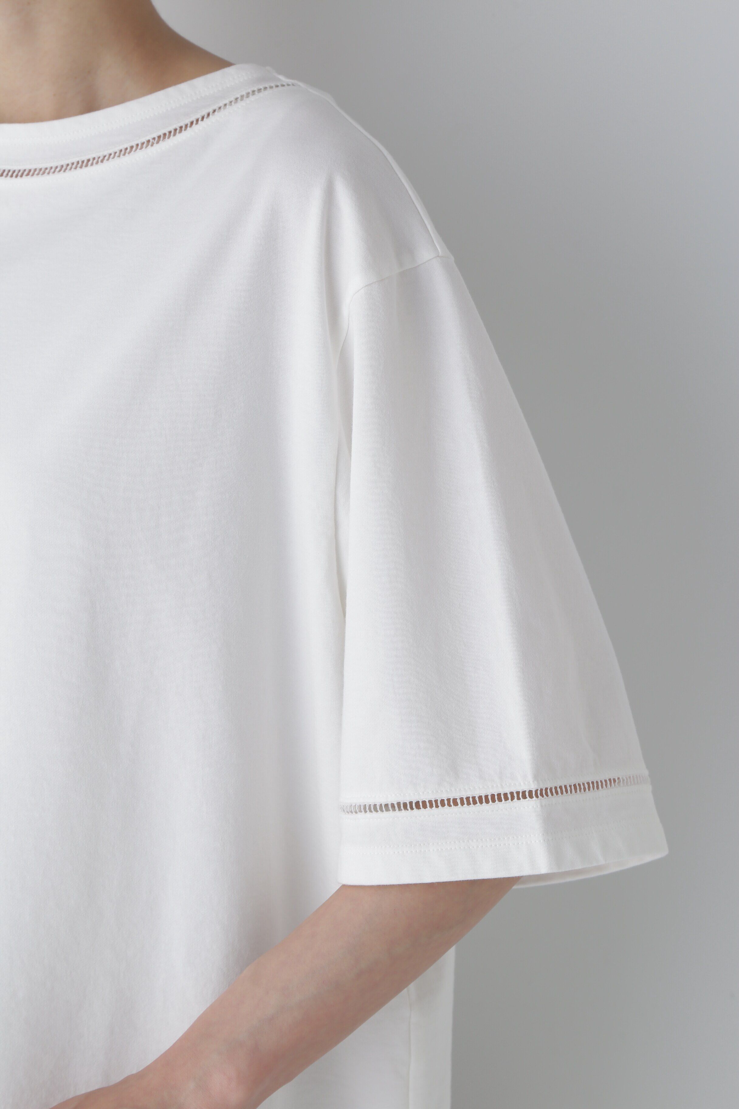  「◆ハイゲージ裏毛レースコンビカットソープルオーバー」|Tシャツ・カットソー|