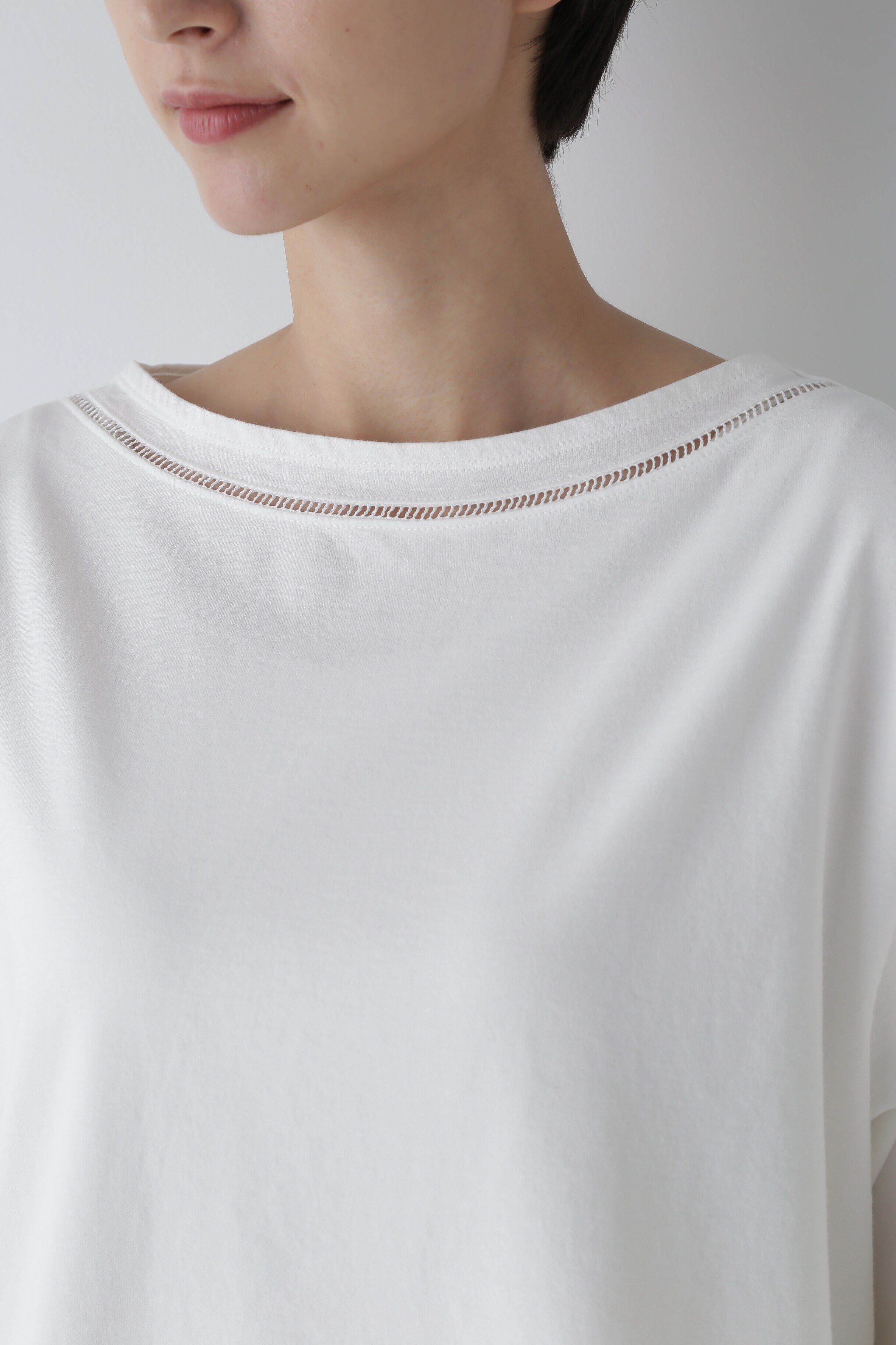  「◆ハイゲージ裏毛レースコンビカットソープルオーバー」|Tシャツ・カットソー|