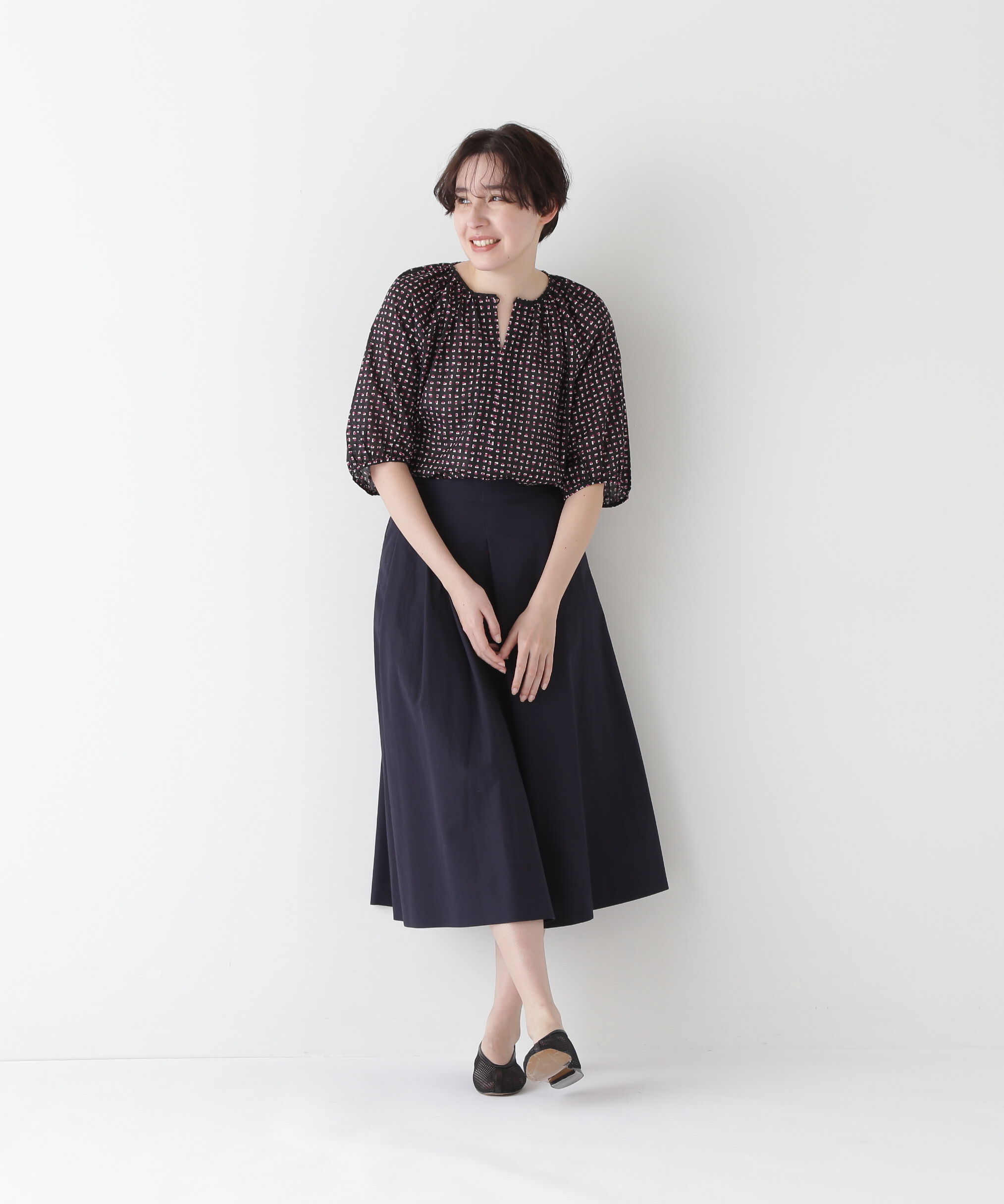  「◆プリントギャザーブラウス」|シャツ・ブラウス|