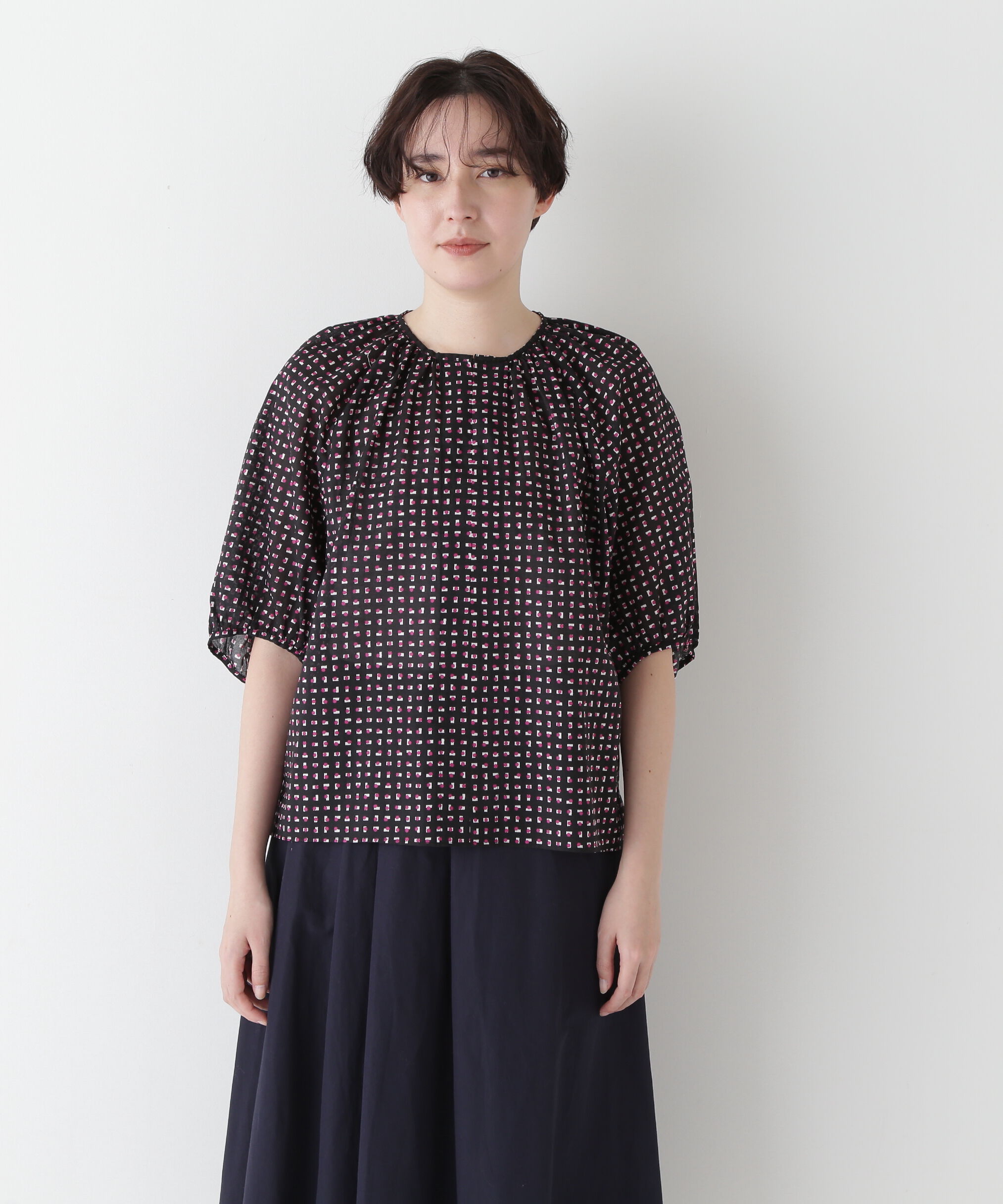  「◆プリントギャザーブラウス」|シャツ・ブラウス|