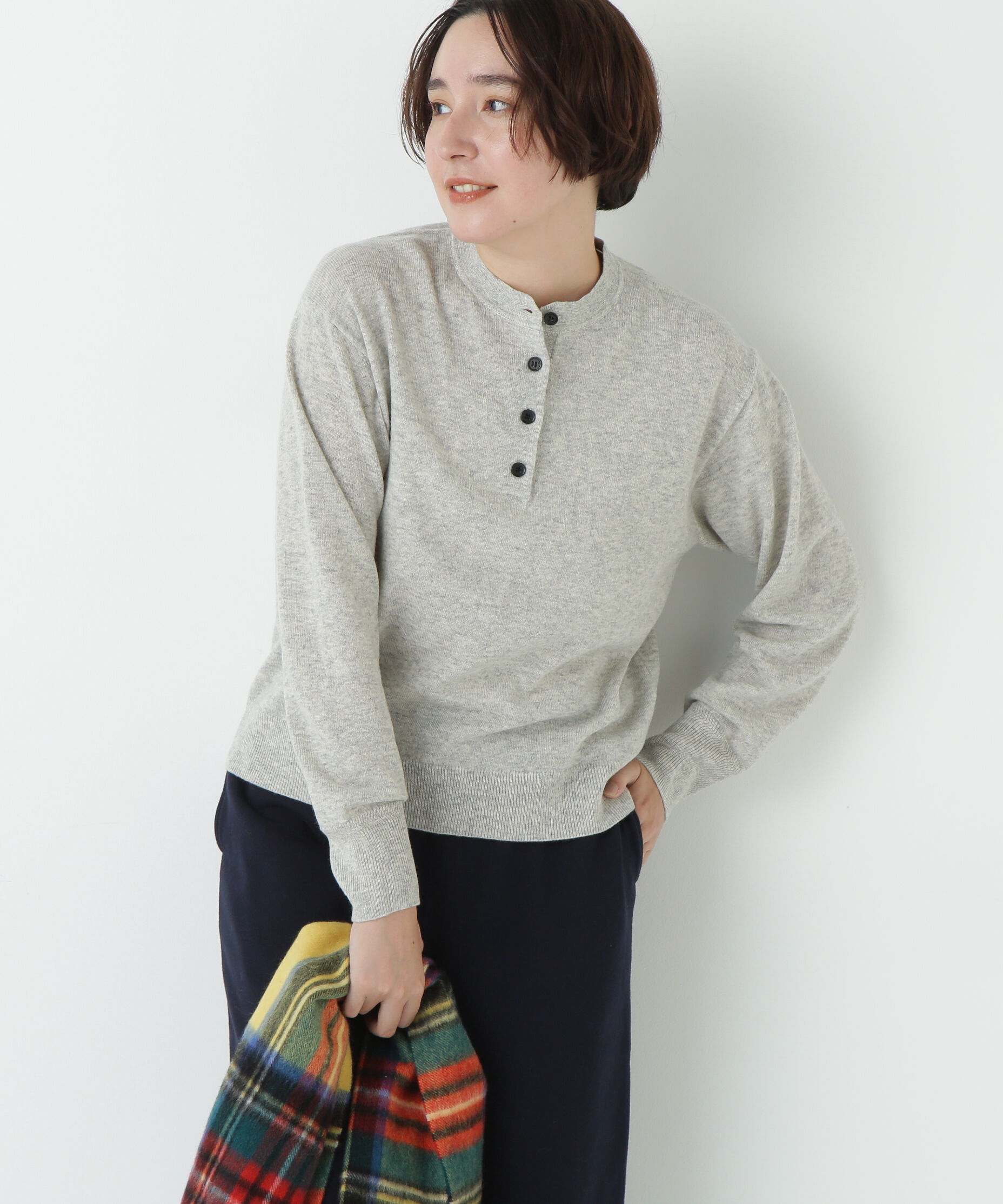  「≪洗える≫ウールＭＩＸヘンリーネックプルオーバー」|ニット・セーター|